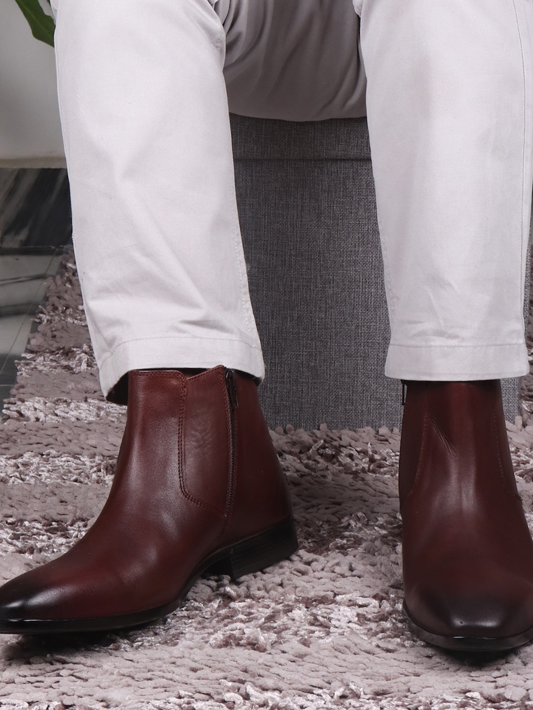 

TOP BRASS Men Brown Leather Chelsea Boots