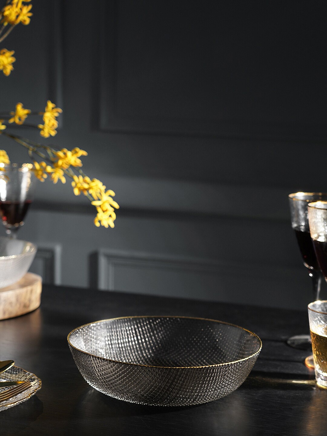 

Pure Home and Living Grey Textured Glass Serving Bowl