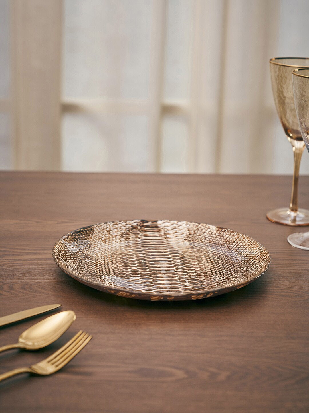 

Pure Home and Living Brown Textured Glass Dinner Plate Serveware