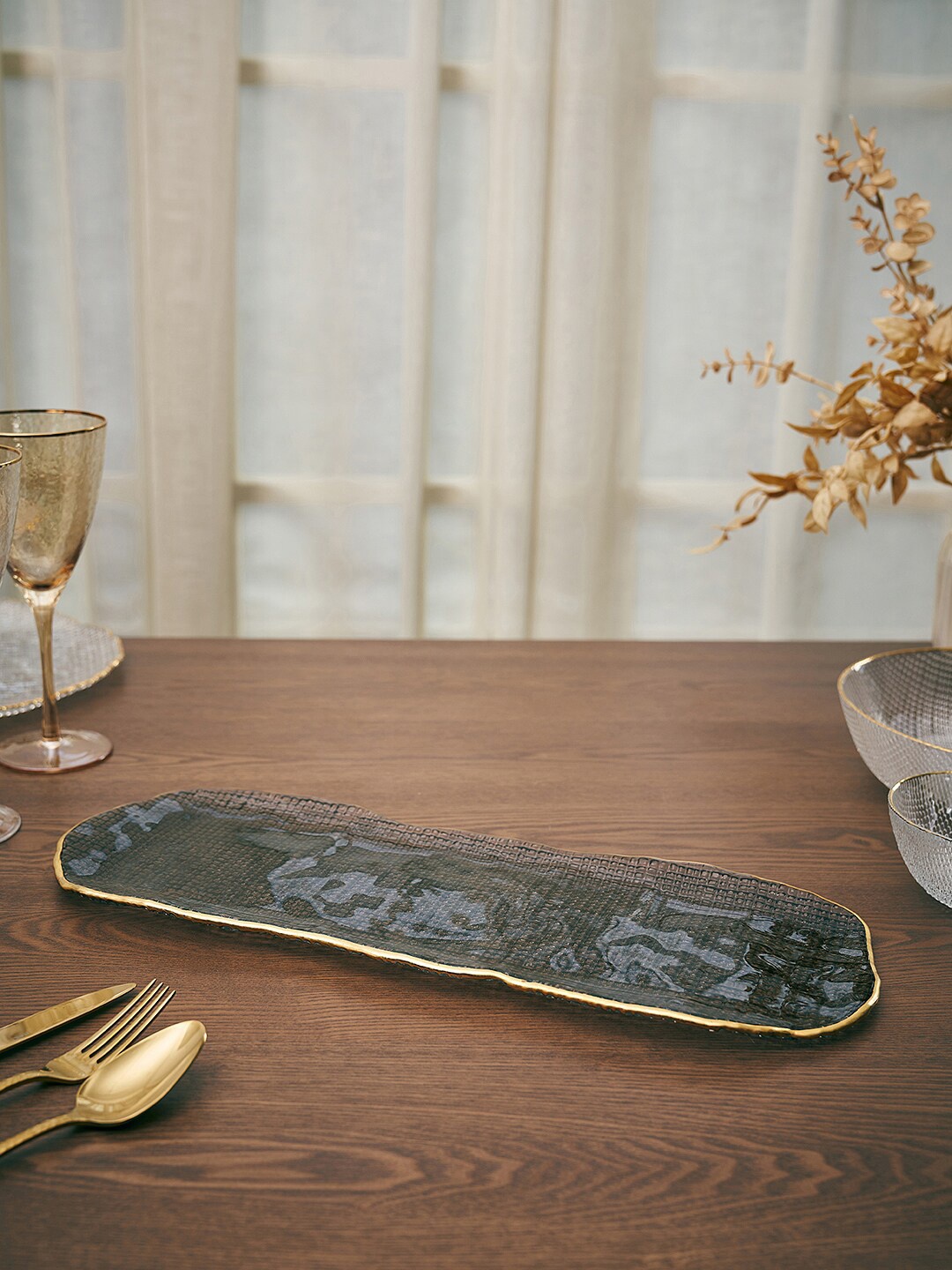

Pure Home and Living Grey Fizz Textured Glass Serving Tray