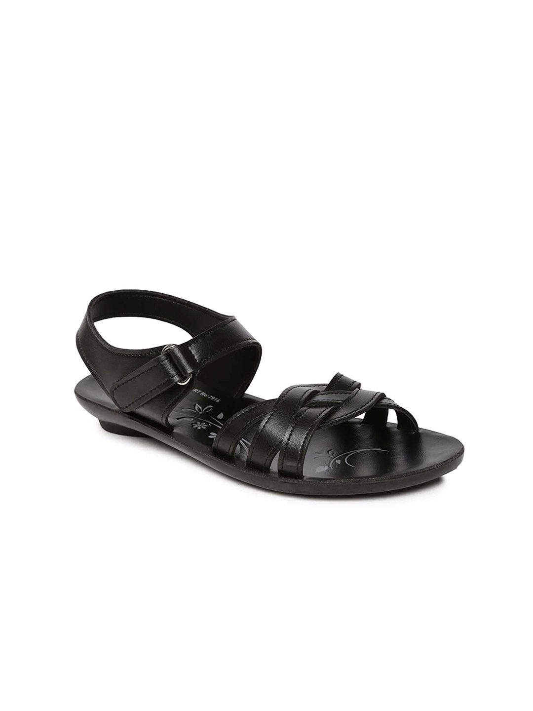 

Paragon Women Black Textured Open Toe Flats