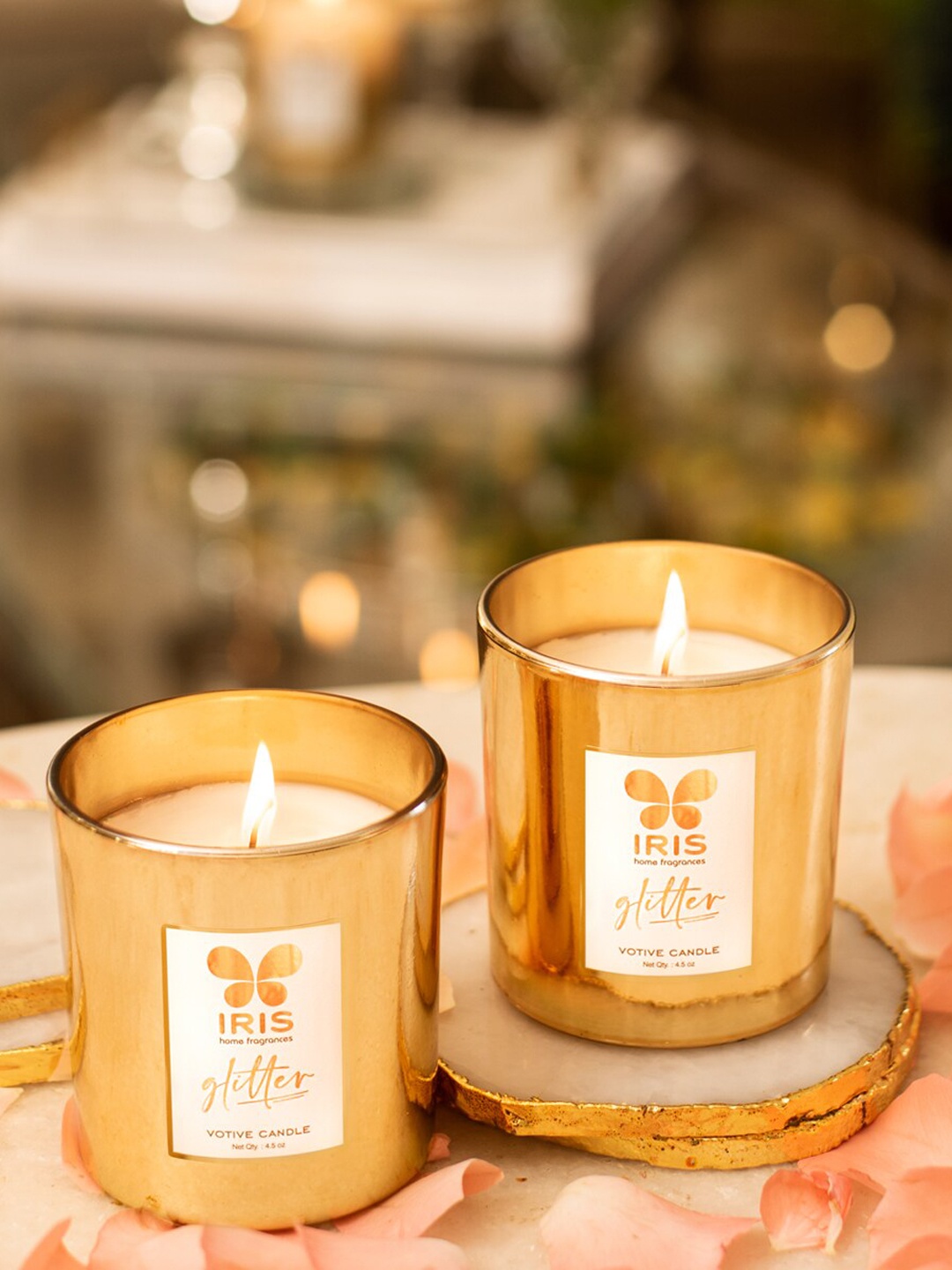 

Iris Gold-Toned Set Of 2 Votive Candles