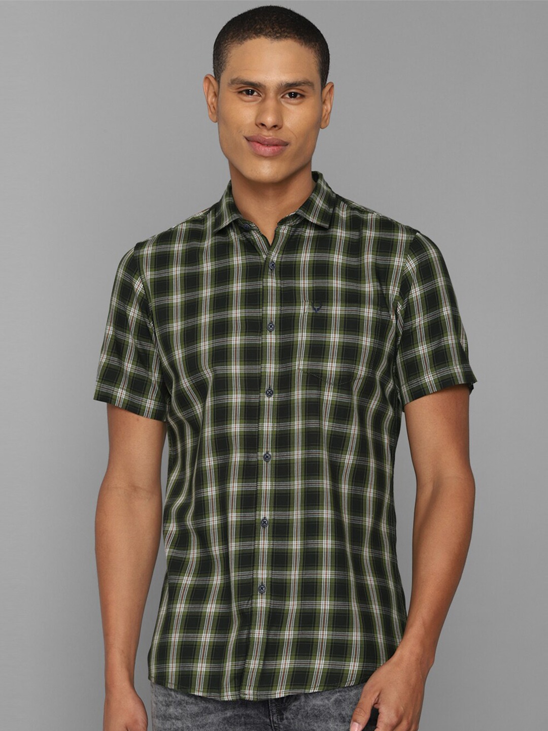 

Allen Solly Sport Men Olive Green Checked Pure Cotton Casual Shirt
