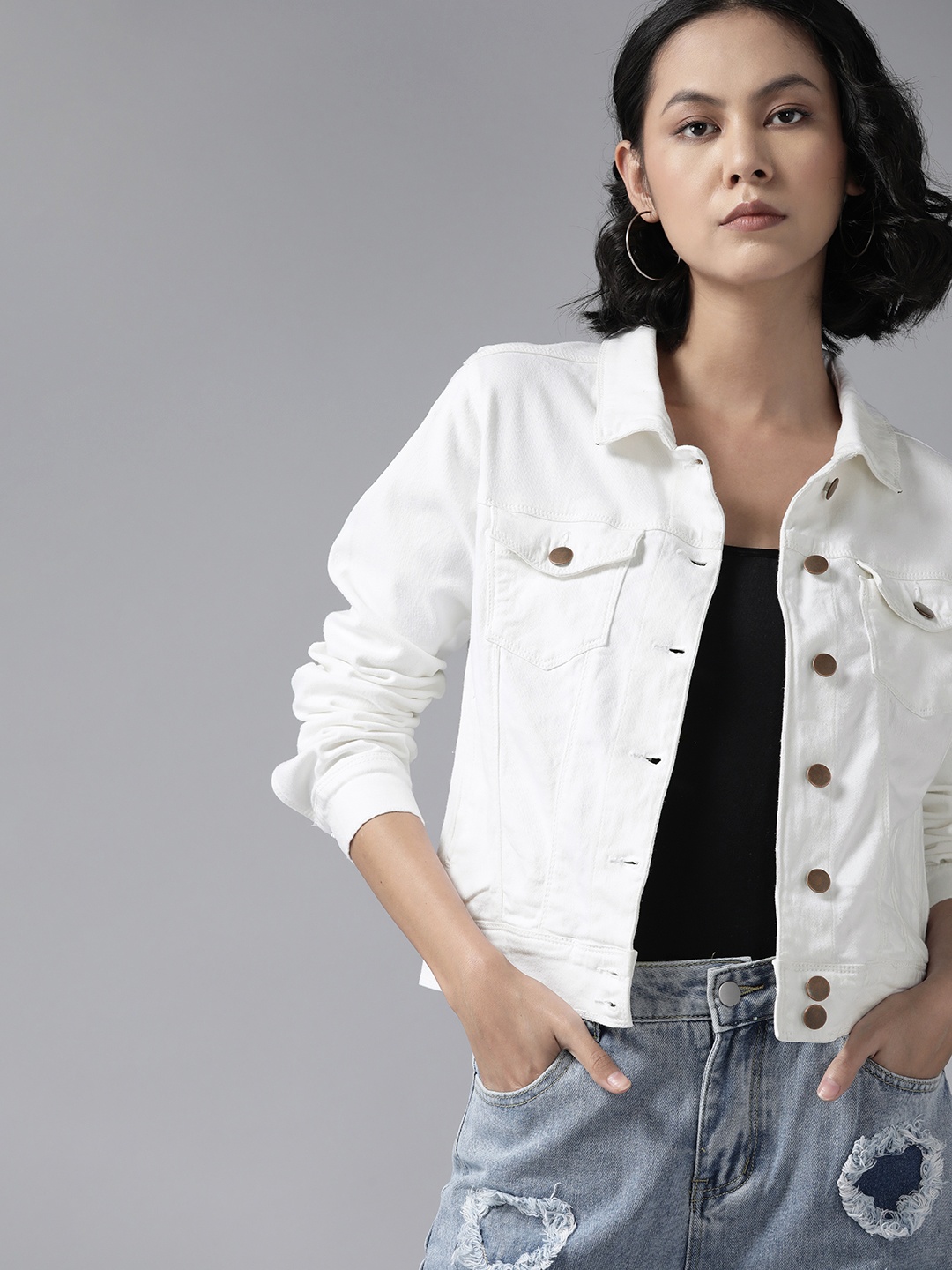 

Roadster Women White Denim Jacket