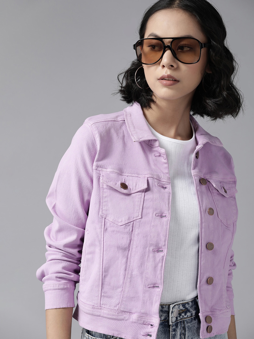 

Roadster Women Lavender Denim Jacket