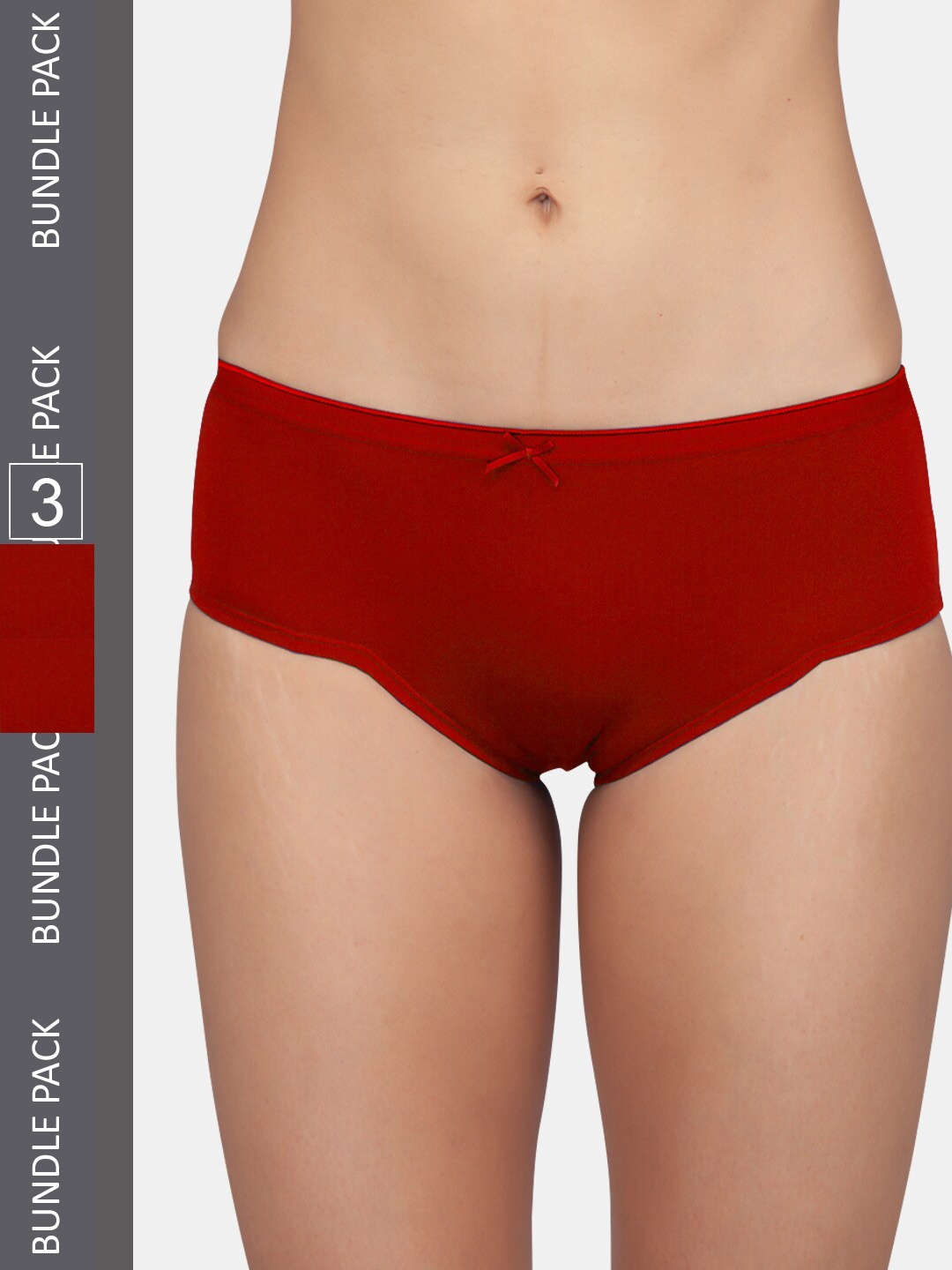 

Kalyani Women Pack Of 3 Red Solid Anti Bacterial Mid Rise Hipster Briefs