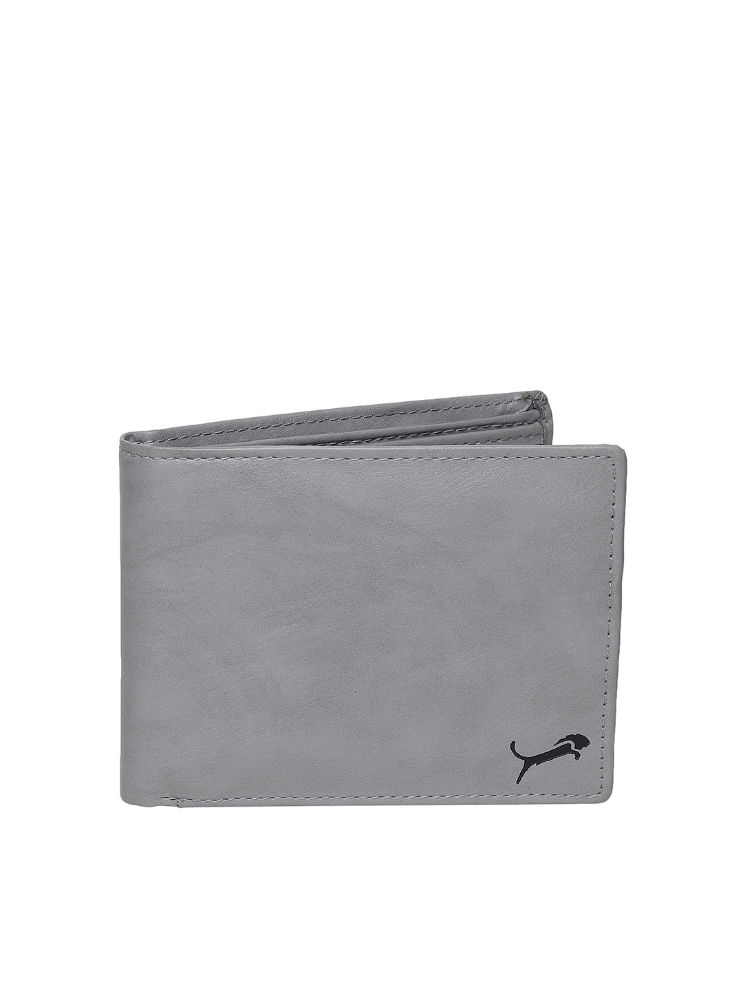 

WILD EDGE Men Grey & Black PU Two Fold Wallet