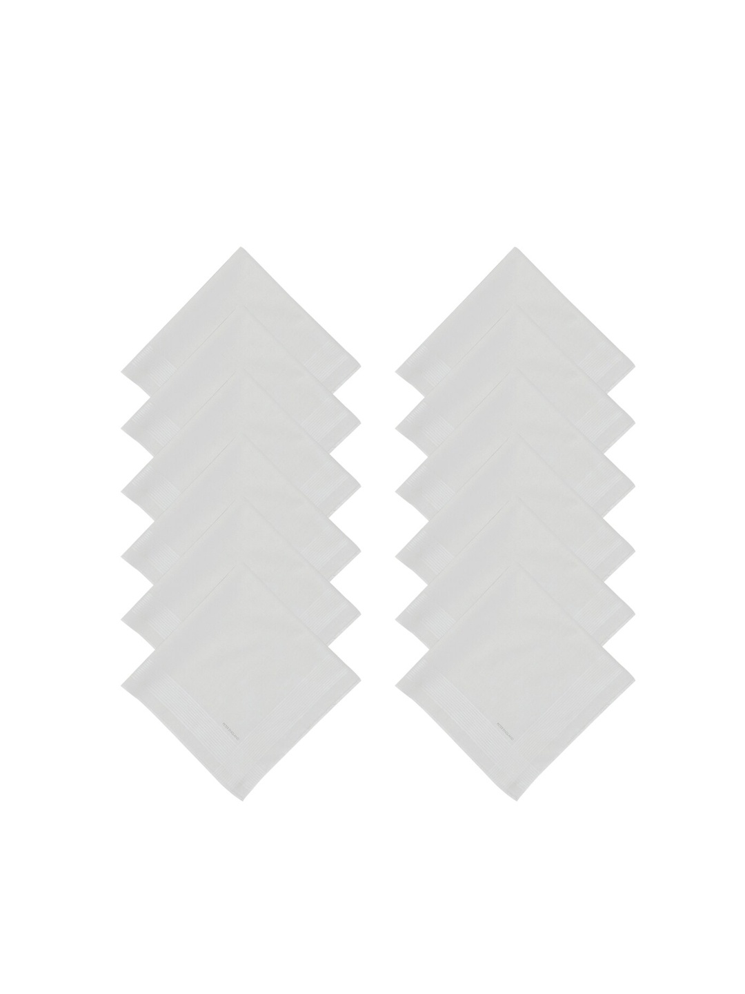 

Peter England Men Pack Of 12 White Striped Pure Cotton Handkerchief