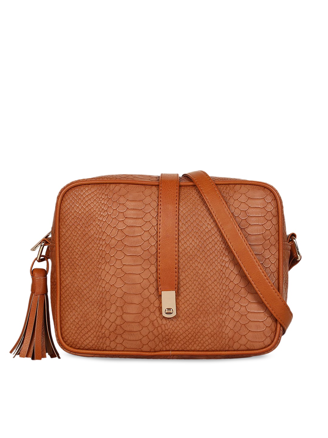 

Lychee bags Women Tan Animal Textured PU Structured Sling Bag