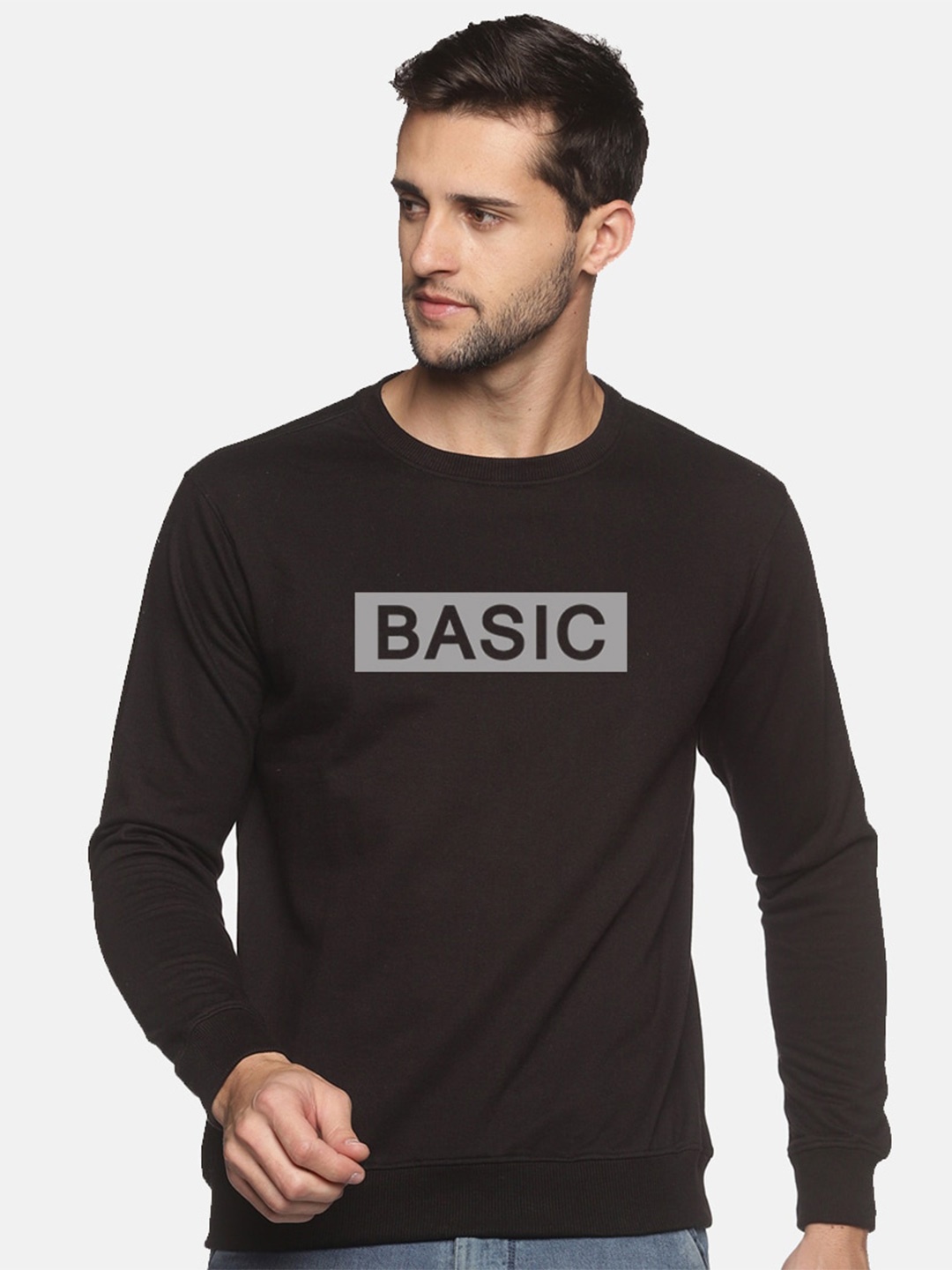 

THE BONTE Men Black Printed Cotton Sweatshirt