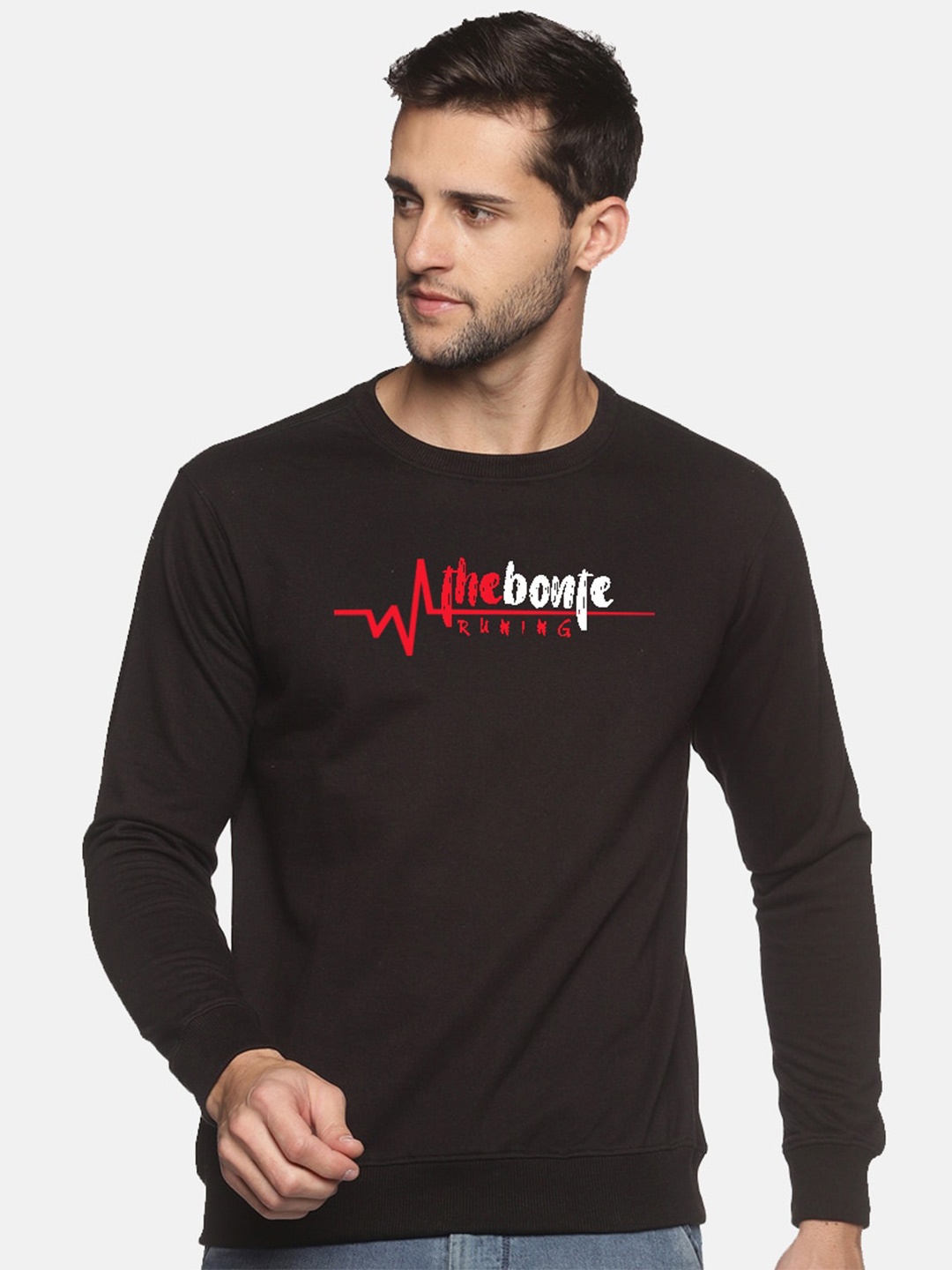

THE BONTE Men Black Printed Sweatshirt