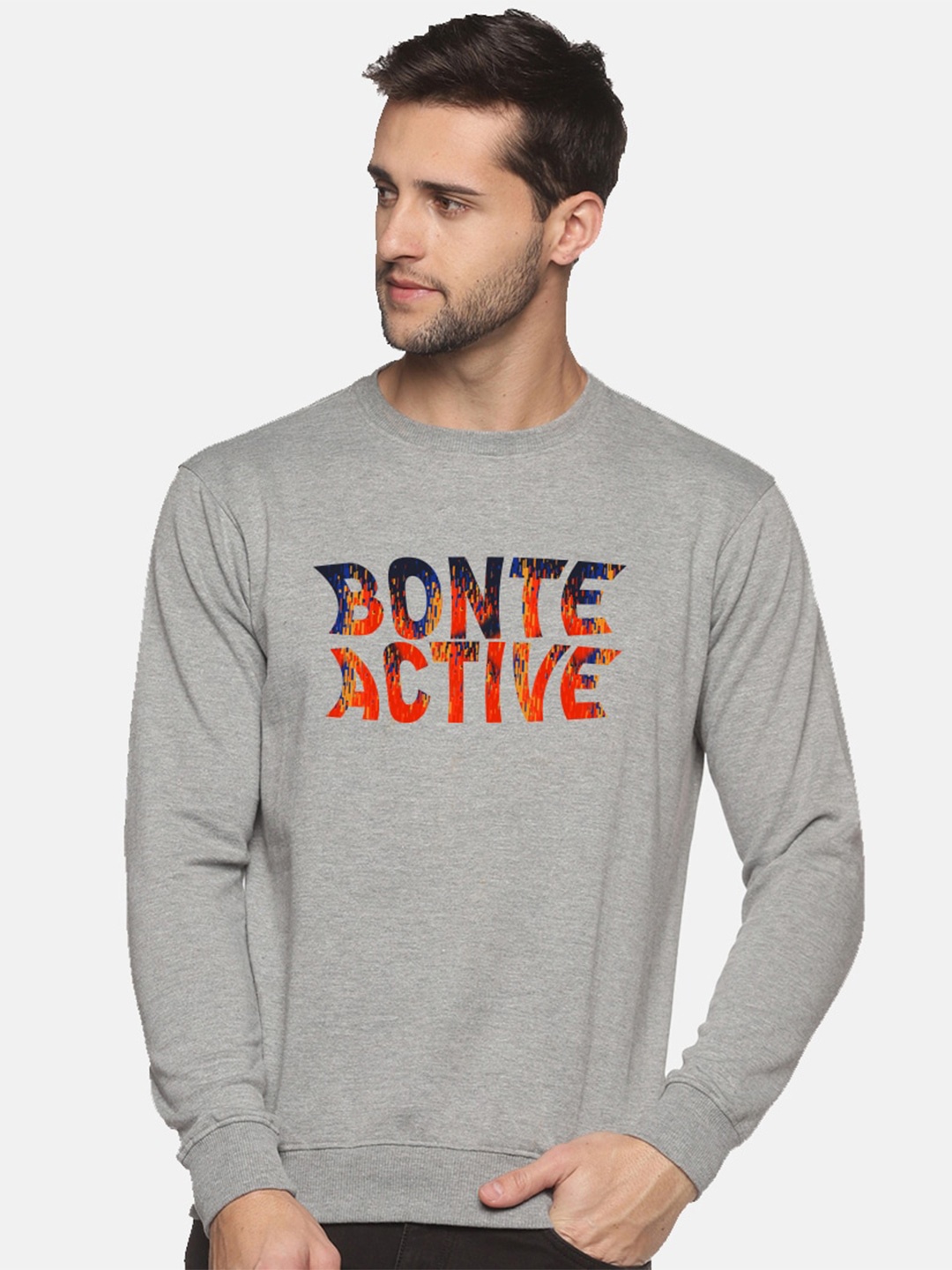 

THE BONTE Men Grey Printed Sweatshirt