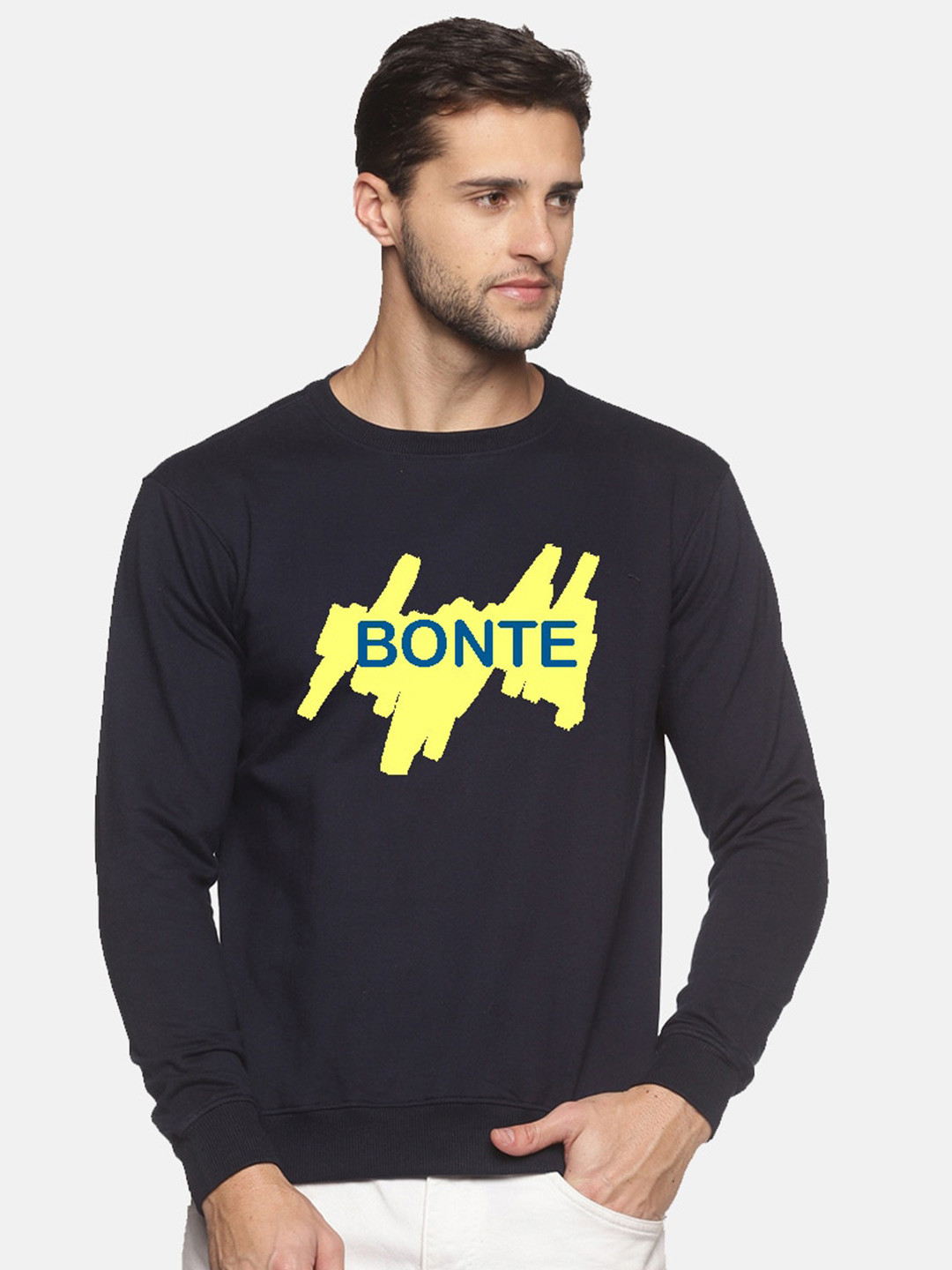 

THE BONTE Men Blue Printed Cotton Sweatshirt