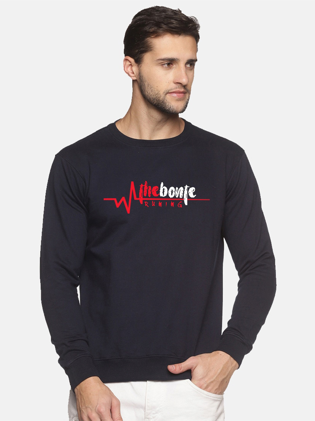 

THE BONTE Men Blue Printed Cotton Sweatshirt