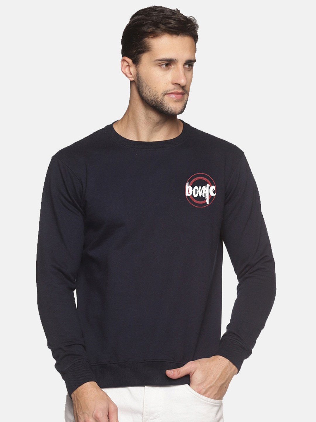 

THE BONTE Men Blue Printed Cotton Sweatshirt