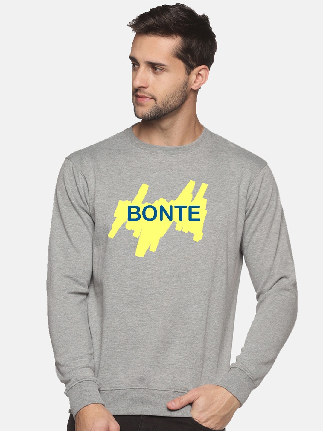 

THE BONTE Men Grey Printed Cotton Sweatshirt