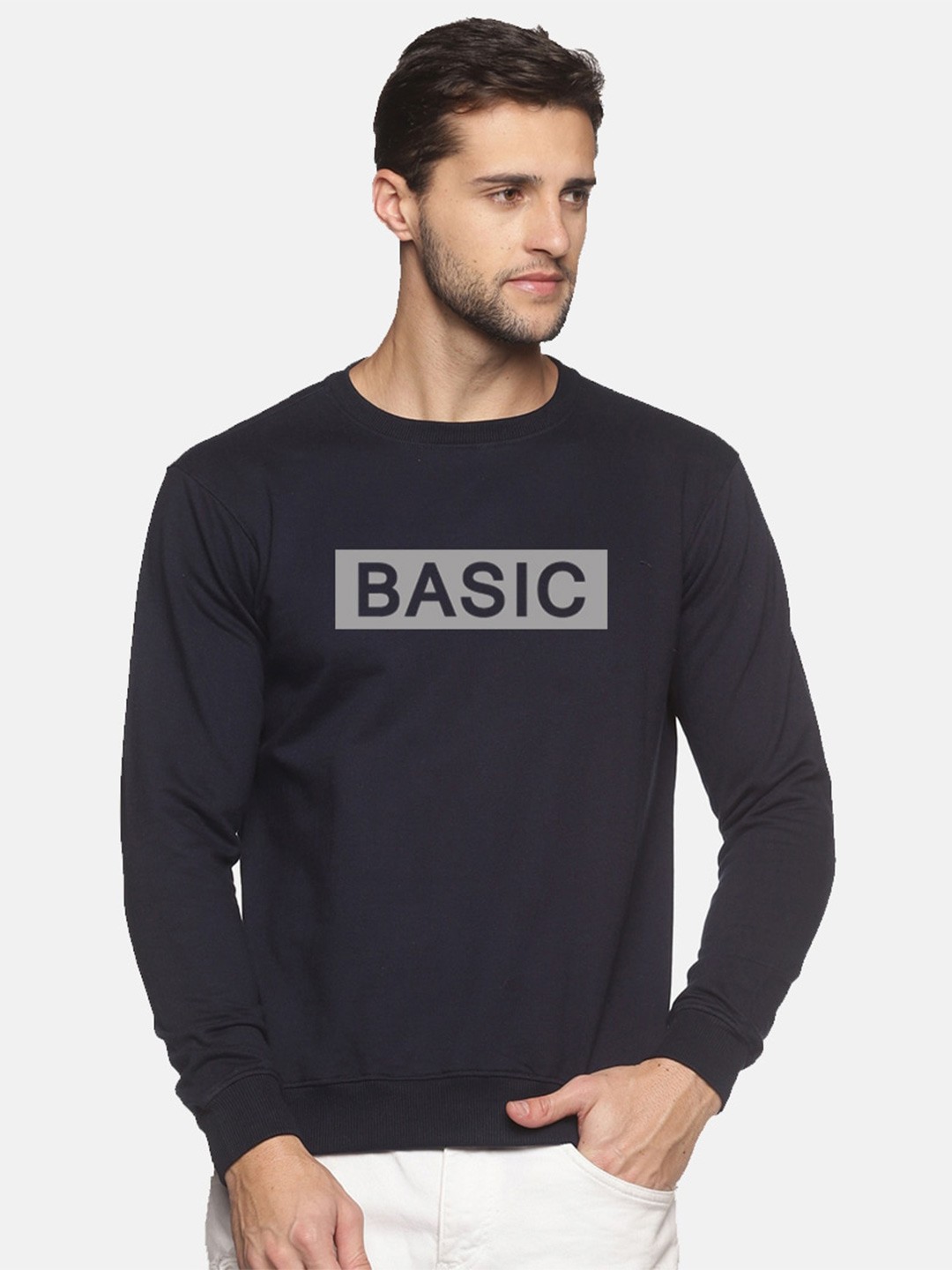 

THE BONTE Men Blue Printed Cotton Sweatshirt