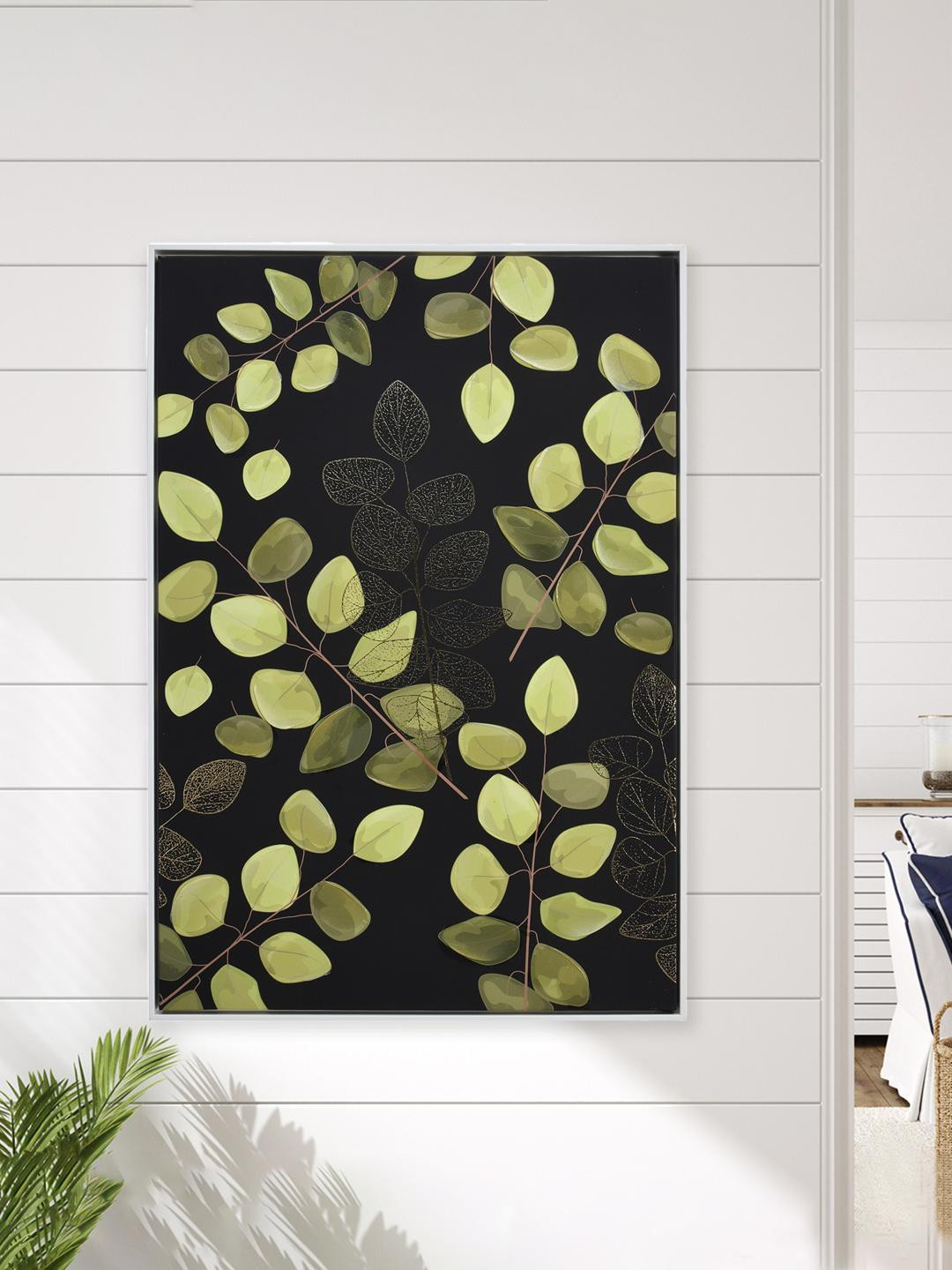 

Athome by Nilkamal Black & Green Leafy Lush Wall Paintings