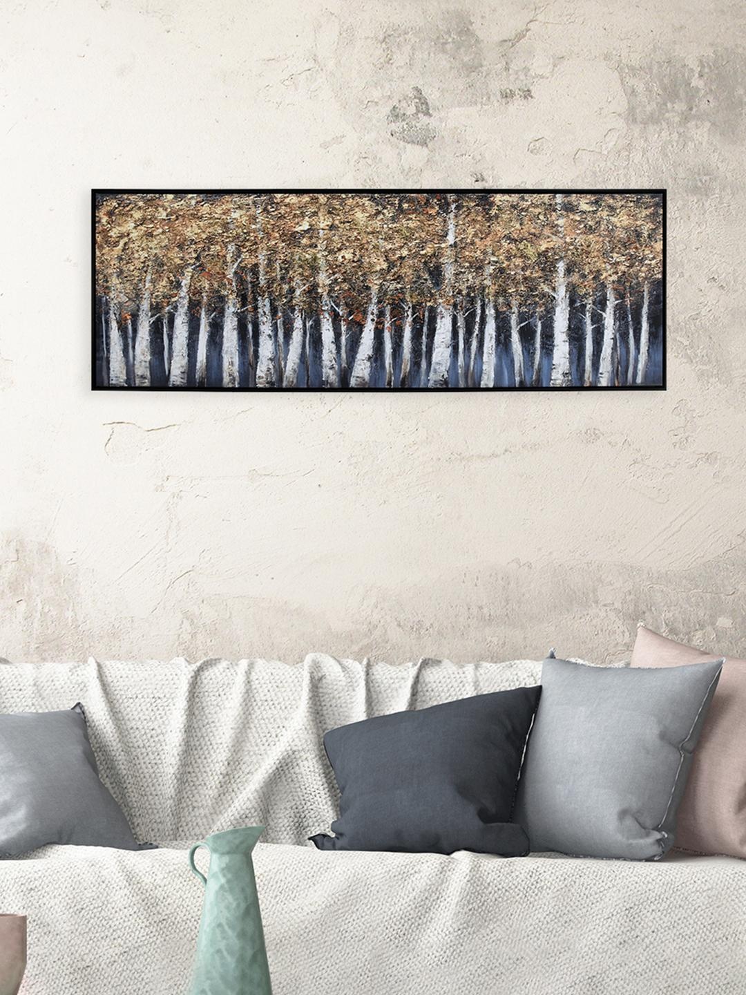 

Athome by Nilkamal Brown & Gold Toned Timberwood Canvas Wall Painting
