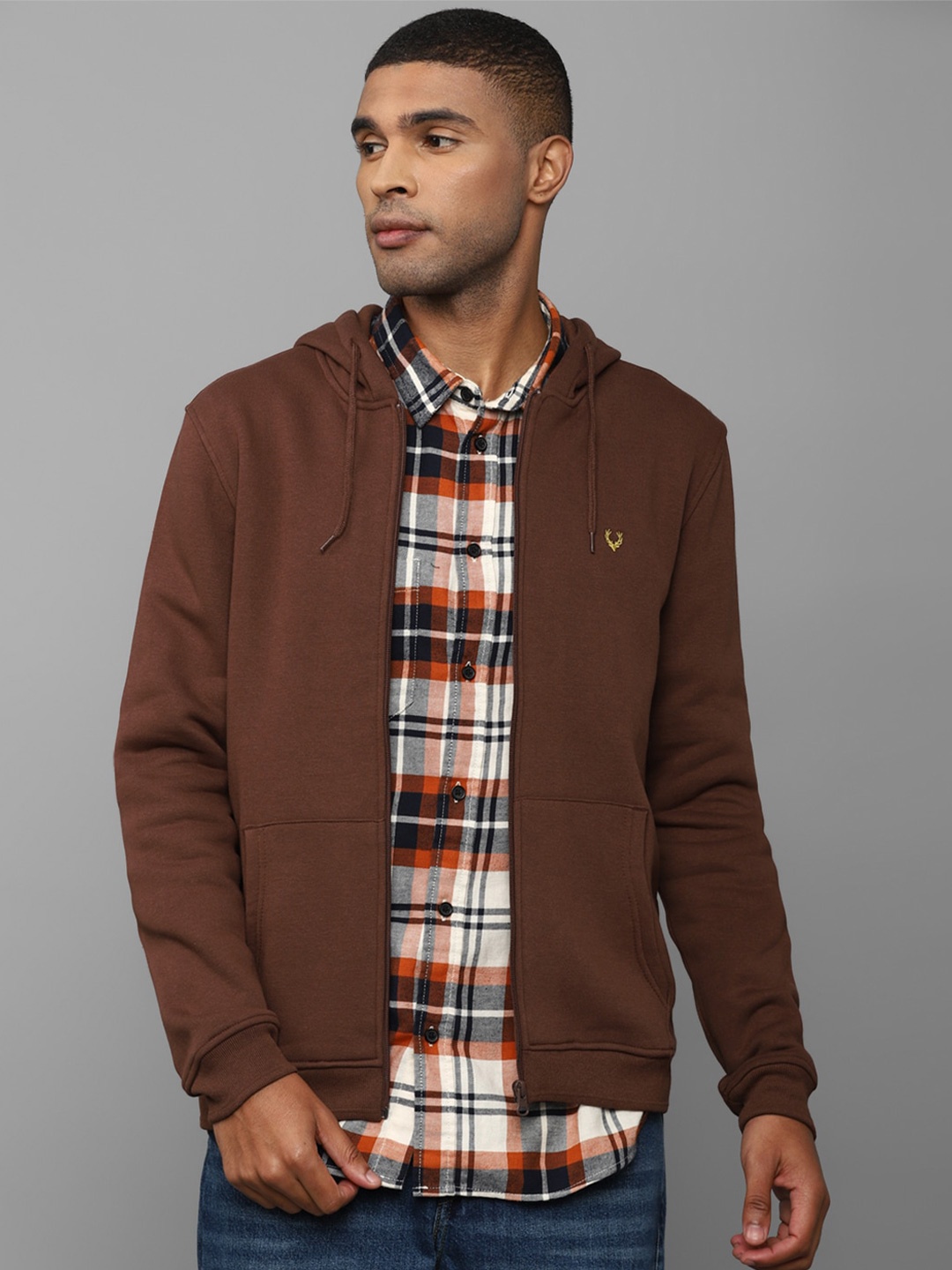 

Allen Solly Men Brown Cotton Hooded Sweatshirt