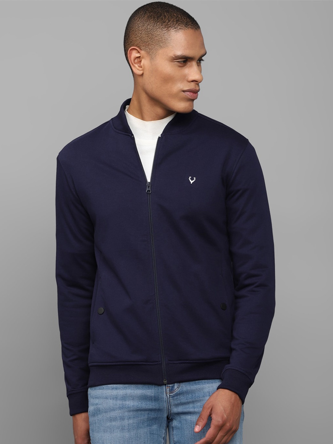 

Allen Solly Men Navy Blue Cotton Sweatshirt