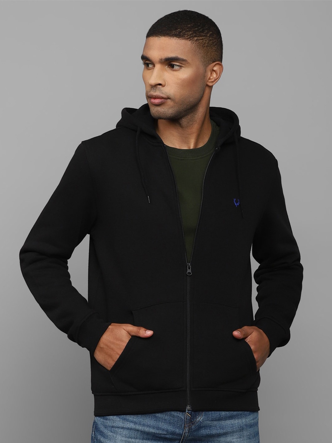 

Allen Solly Men Black Cotton Hooded Sweatshirt