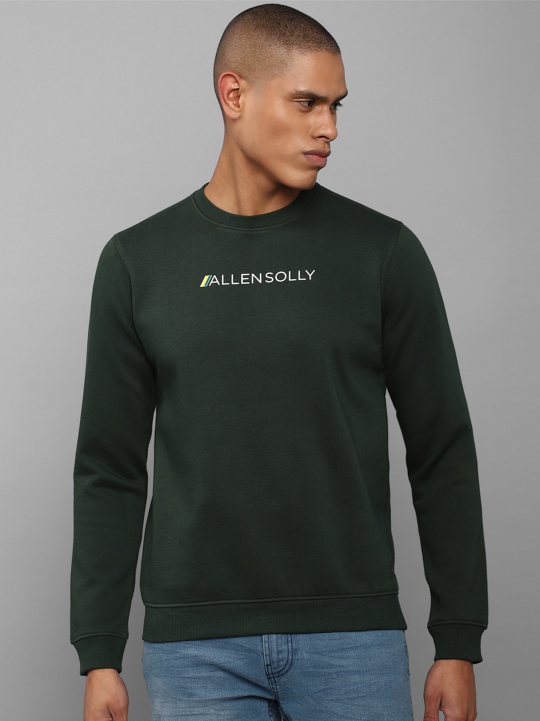 

Allen Solly Men Green Printed Cotton Sweatshirt