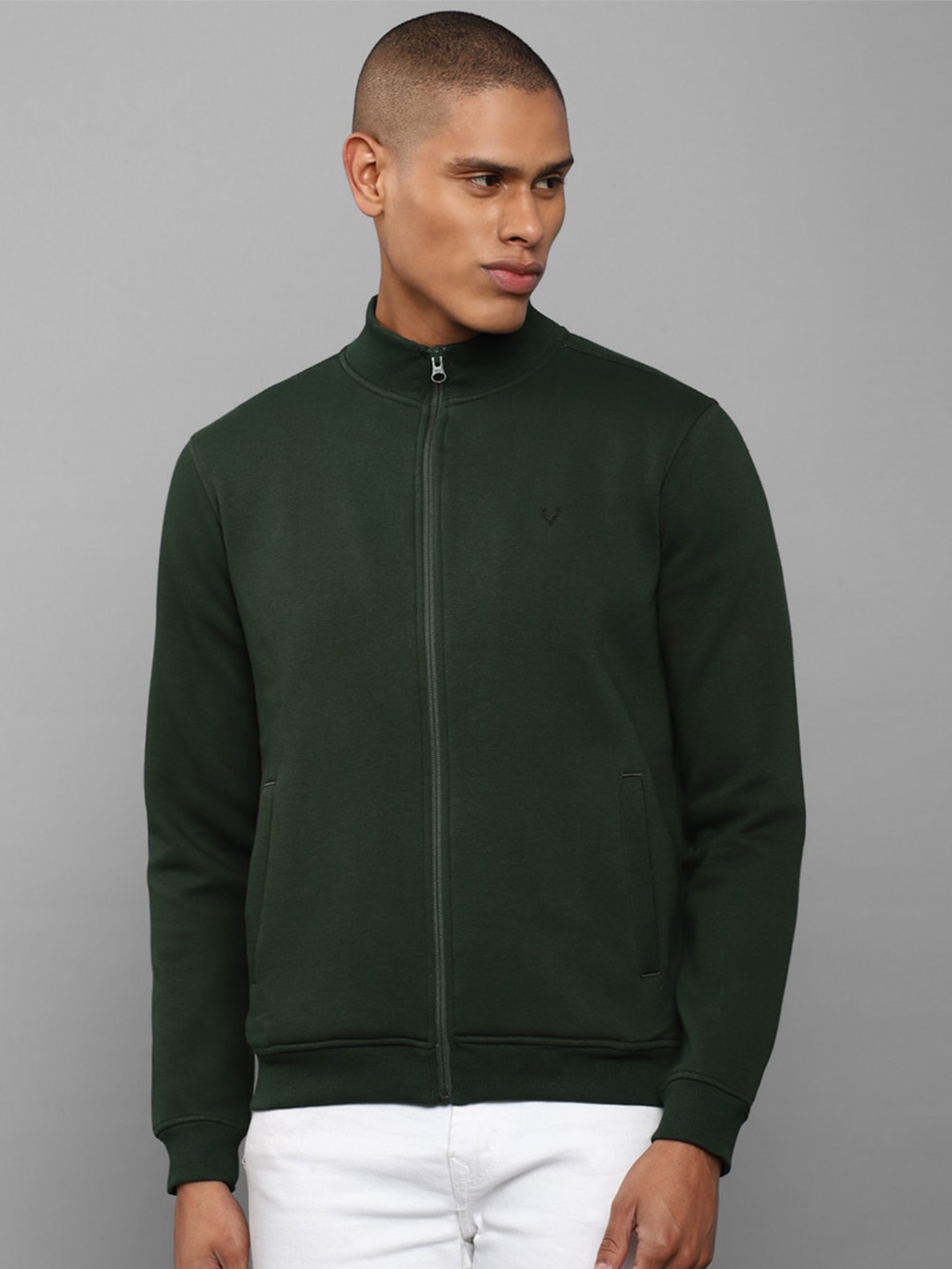 

Allen Solly Men Olive Green Cotton Sweatshirt