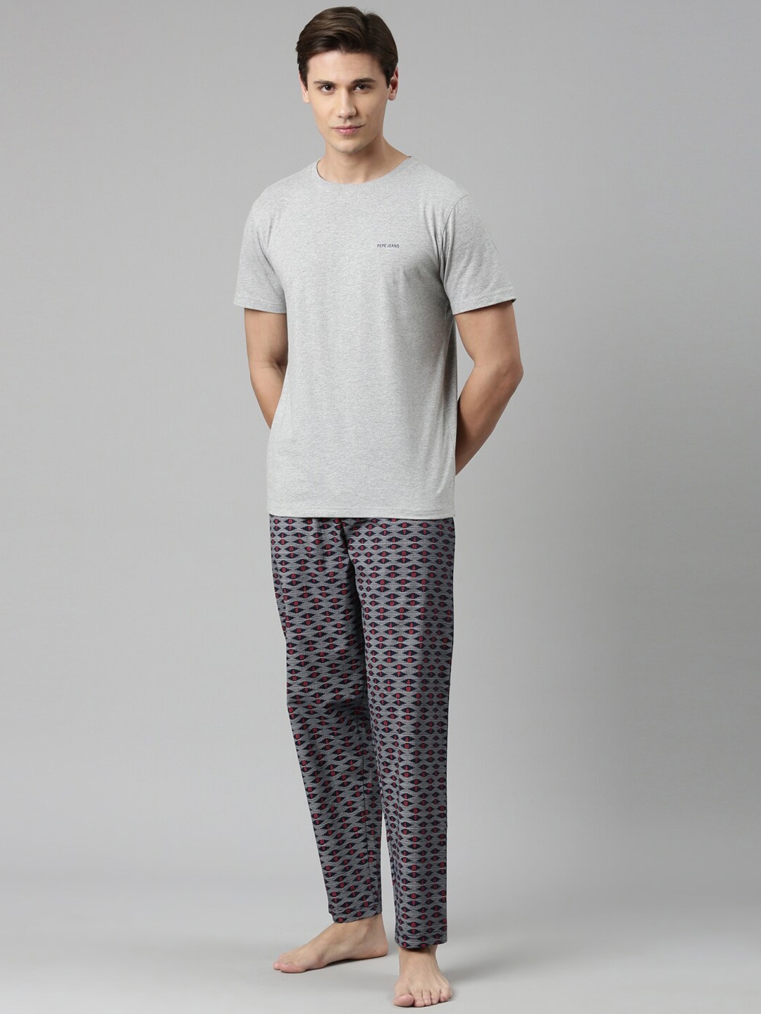 

Pepe Jeans Men Cotton Night suit, Grey melange