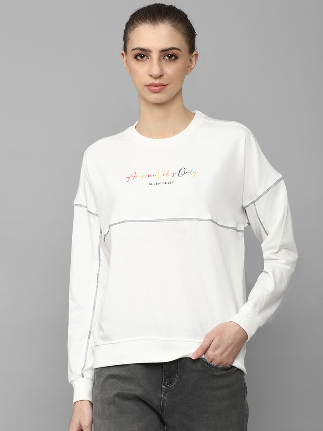 

Allen Solly Woman Women White Cotton Sweatshirt