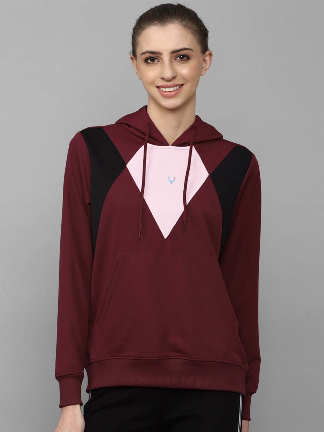 

Allen Solly Woman Long Sleeves Hooded Sweatshirt, Maroon