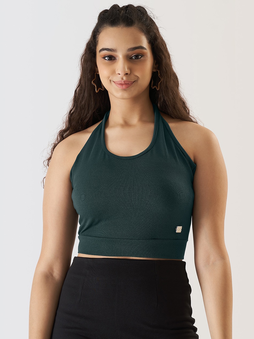 

Prettify Halter Neck Crop Top, Green