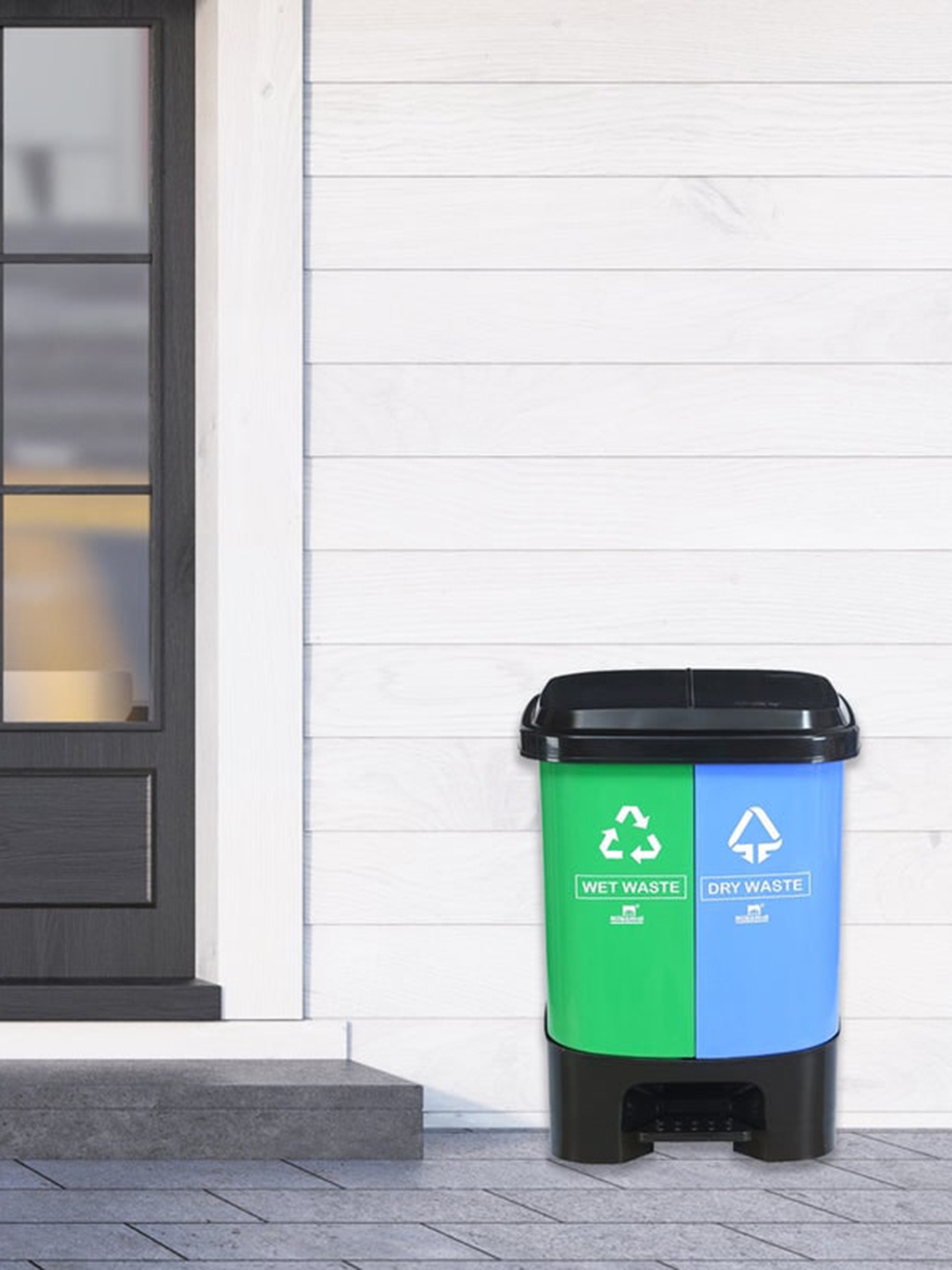 

Athome by Nilkamal Twin Push Can Dustbin 10 Ltrs each, Blue