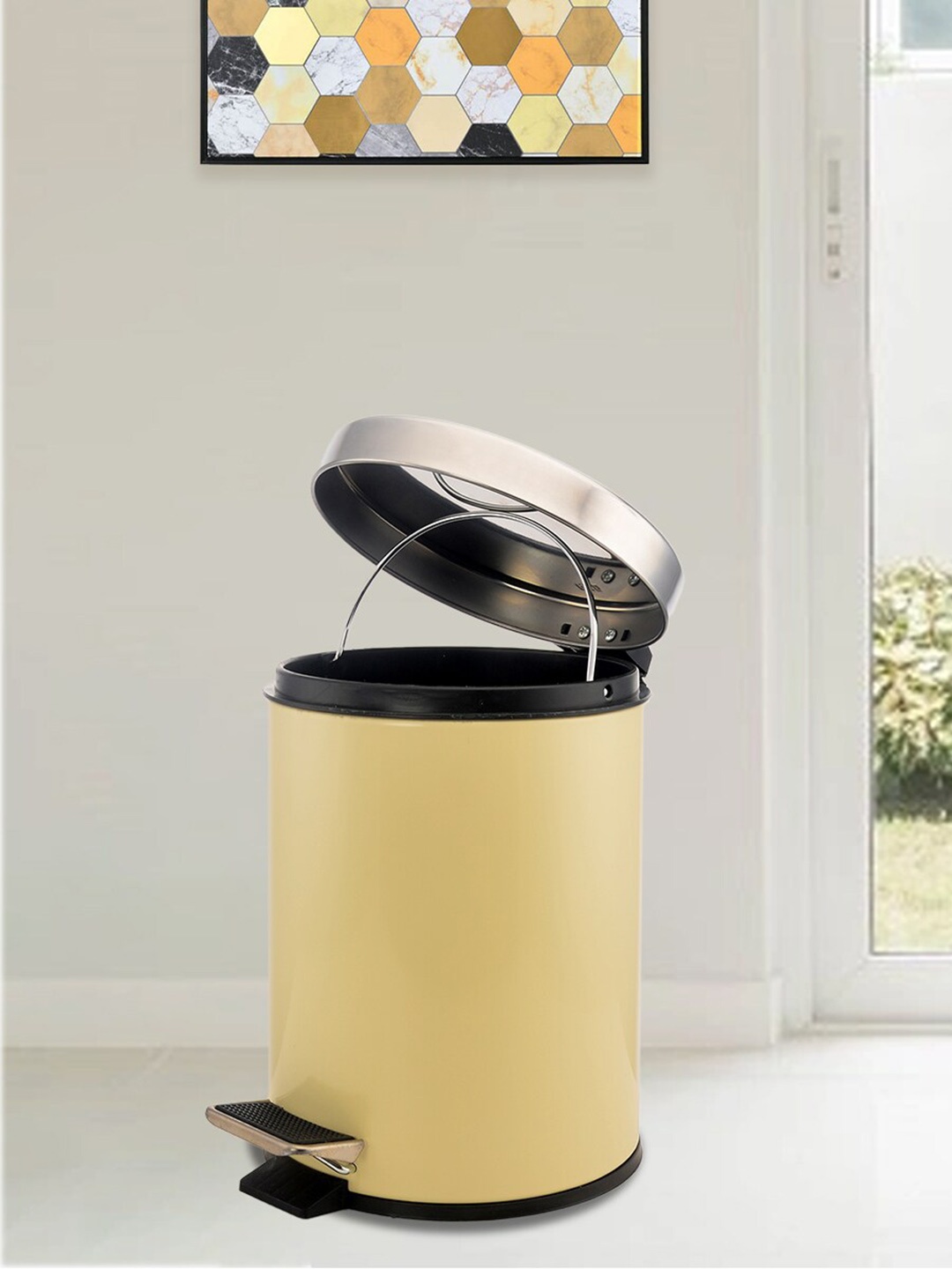 

Athome by Nilkamal Cream-Colored Stainless Steel Pedal Bin 5 Litre