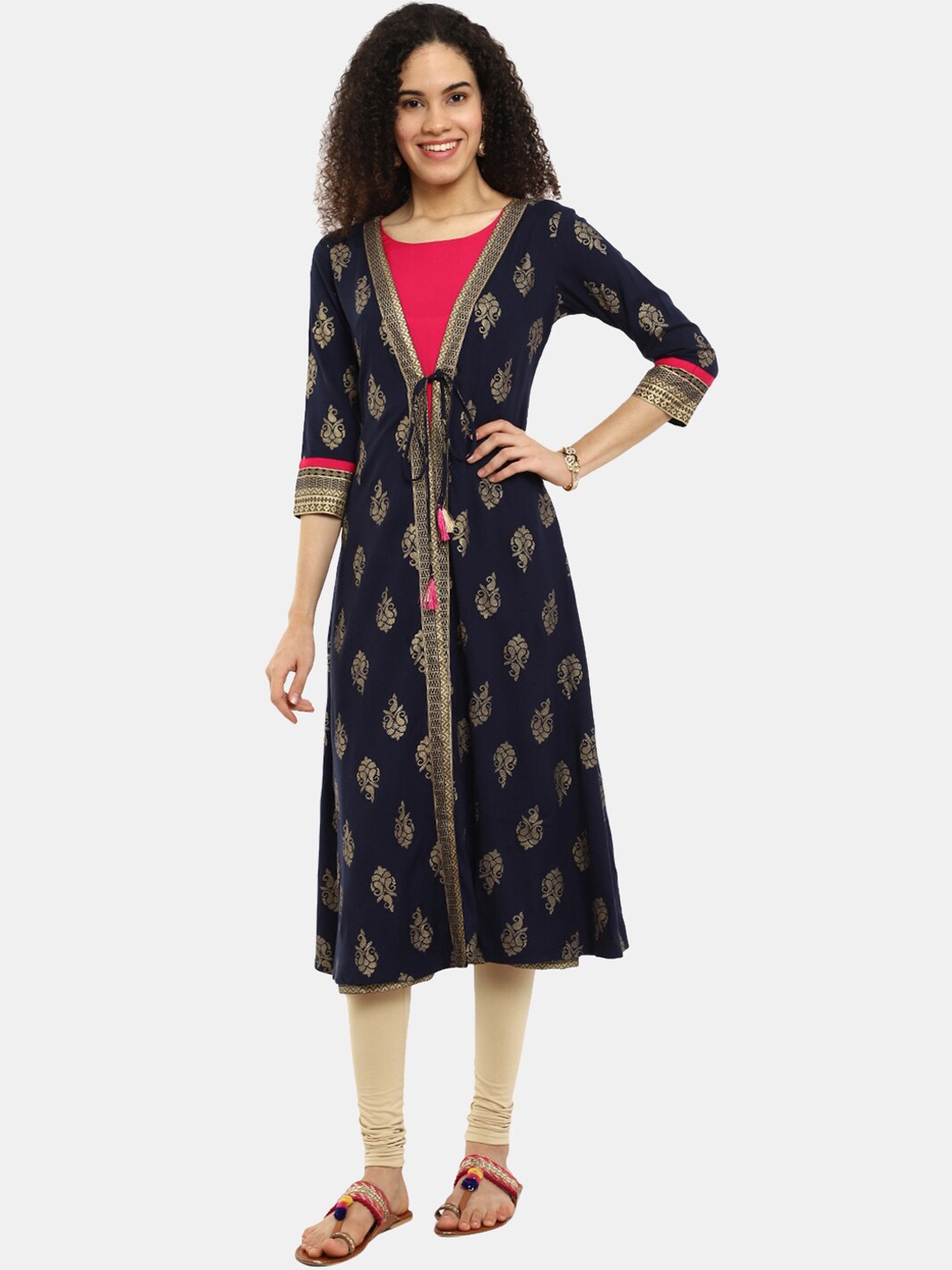 

V-Mart Women Navy Blue Ethnic Motifs Printed Kurta