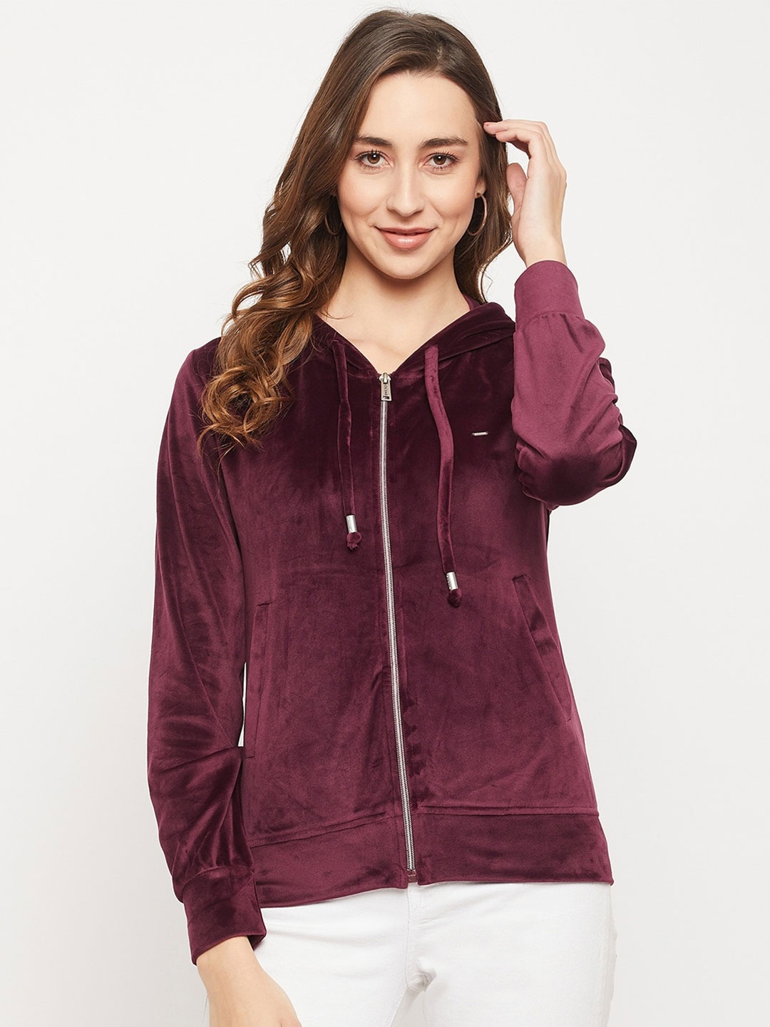 

Okane Women Burgundy Hooded Sweatshirt