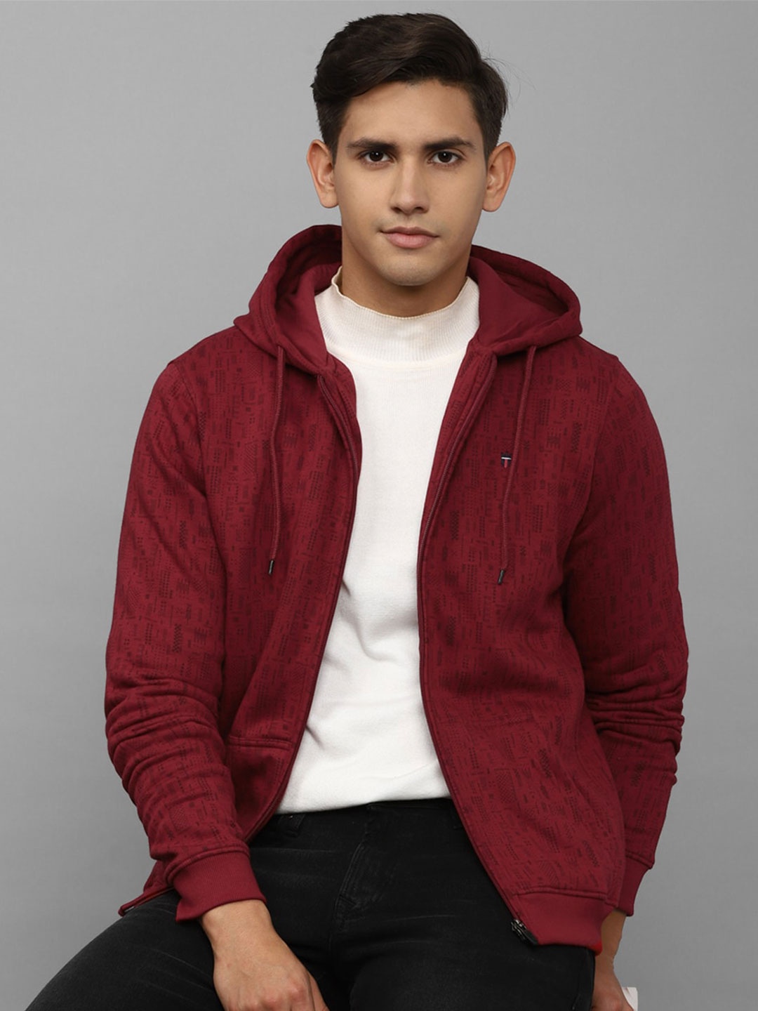 

Louis Philippe Sport Men Maroon Cotton Hooded Sweatshirt