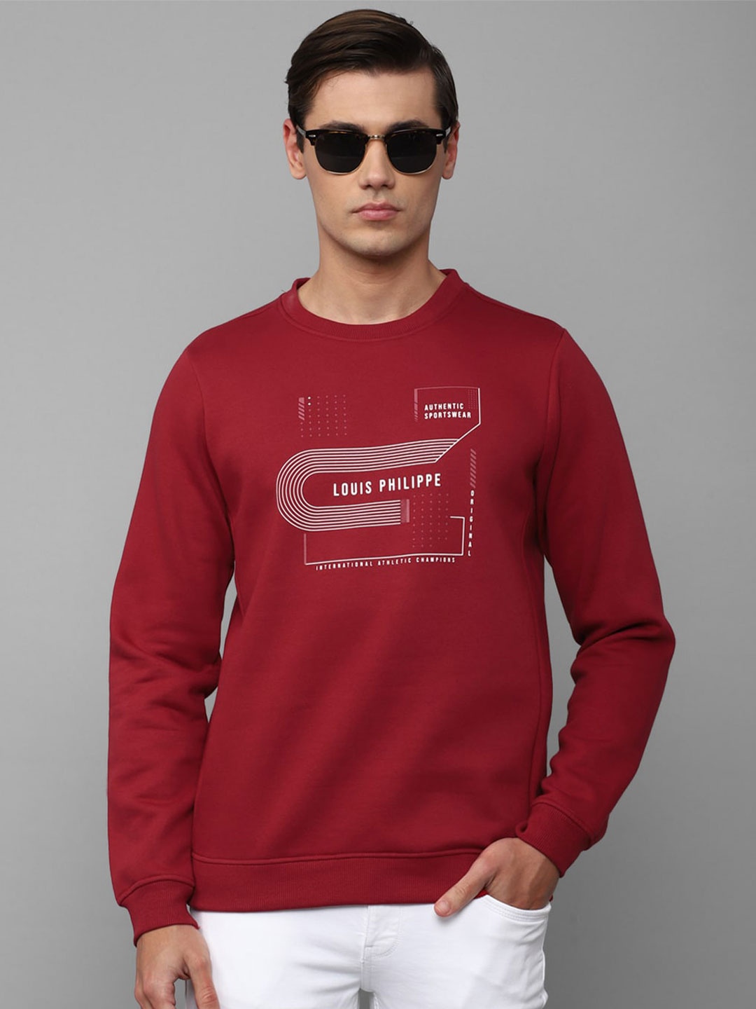 

Louis Philippe Sport Men Maroon Printed Cotton Sweatshirt