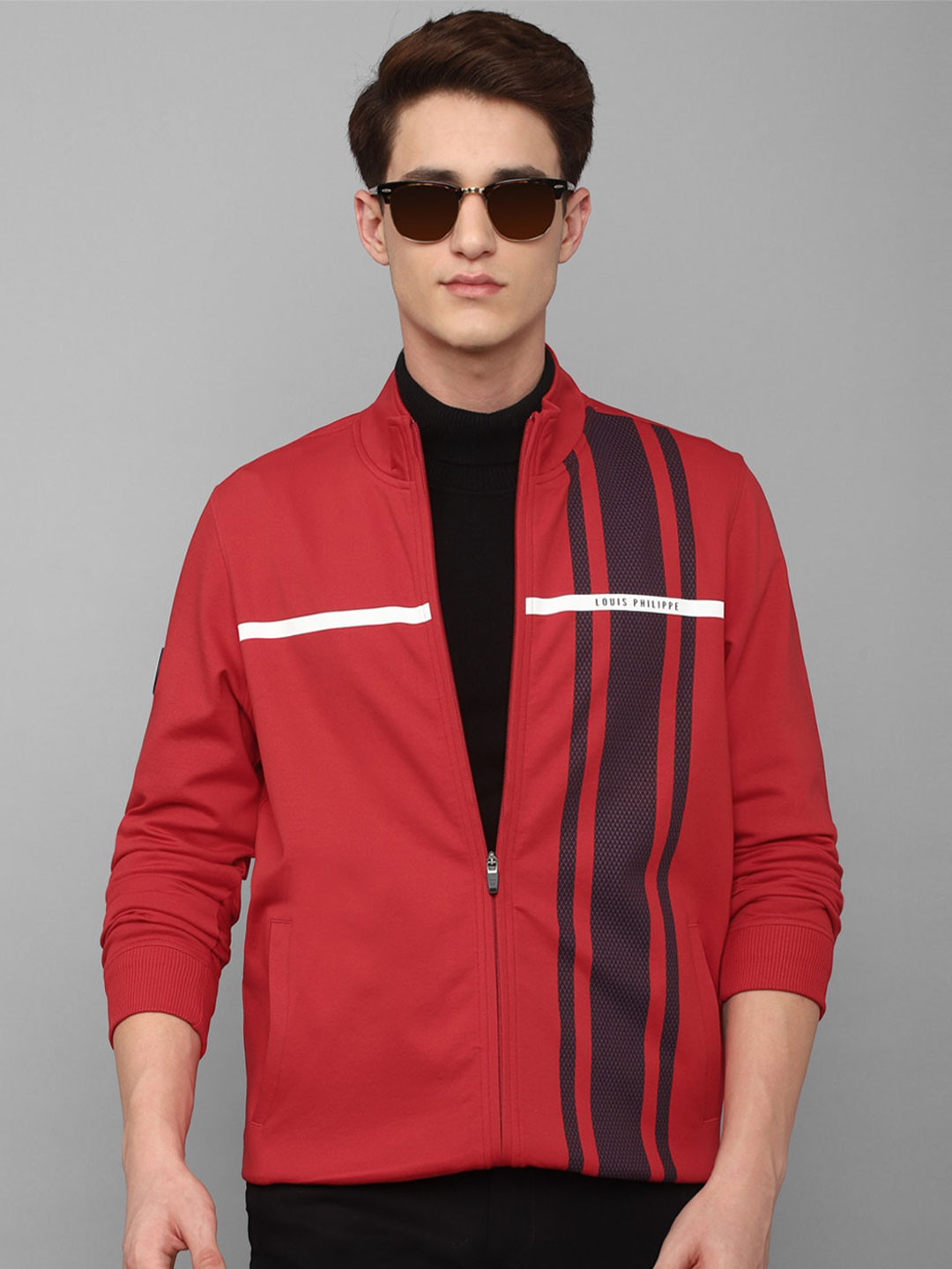

Louis Philippe Sport Men Red Striped Cotton Sweatshirt