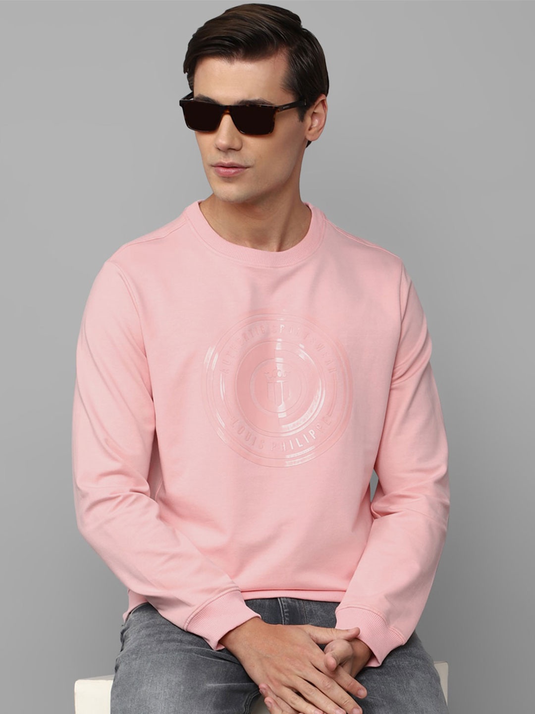 

Louis Philippe Sport Men Pink Printed Cotton Sweatshirt