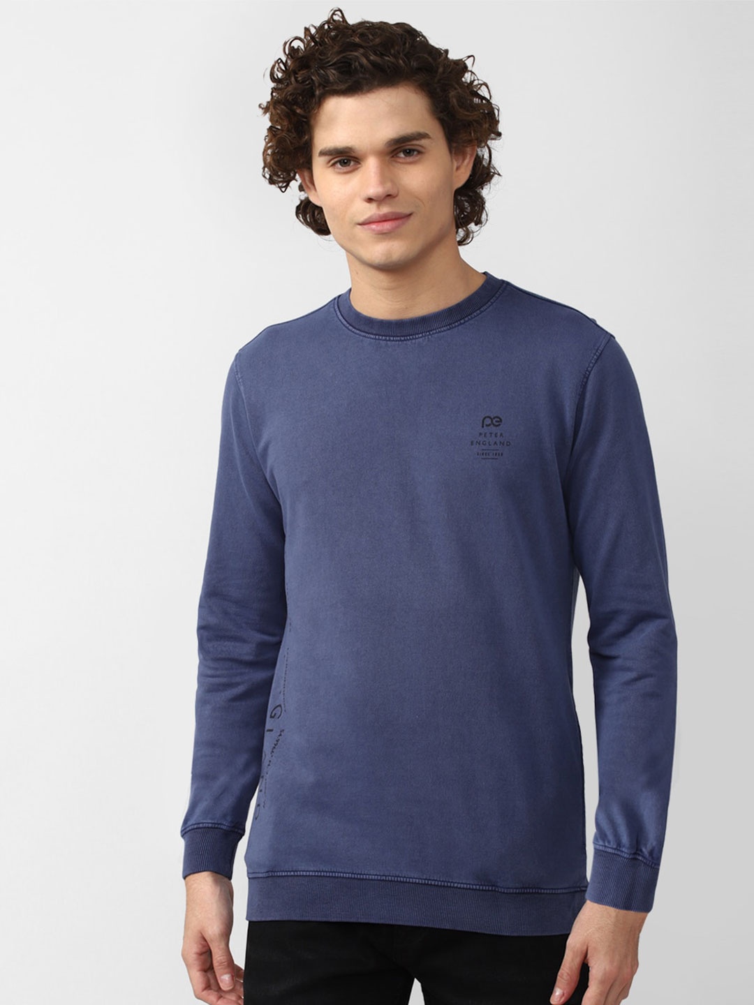 

Peter England Casuals Men Blue Cotton Sweatshirt