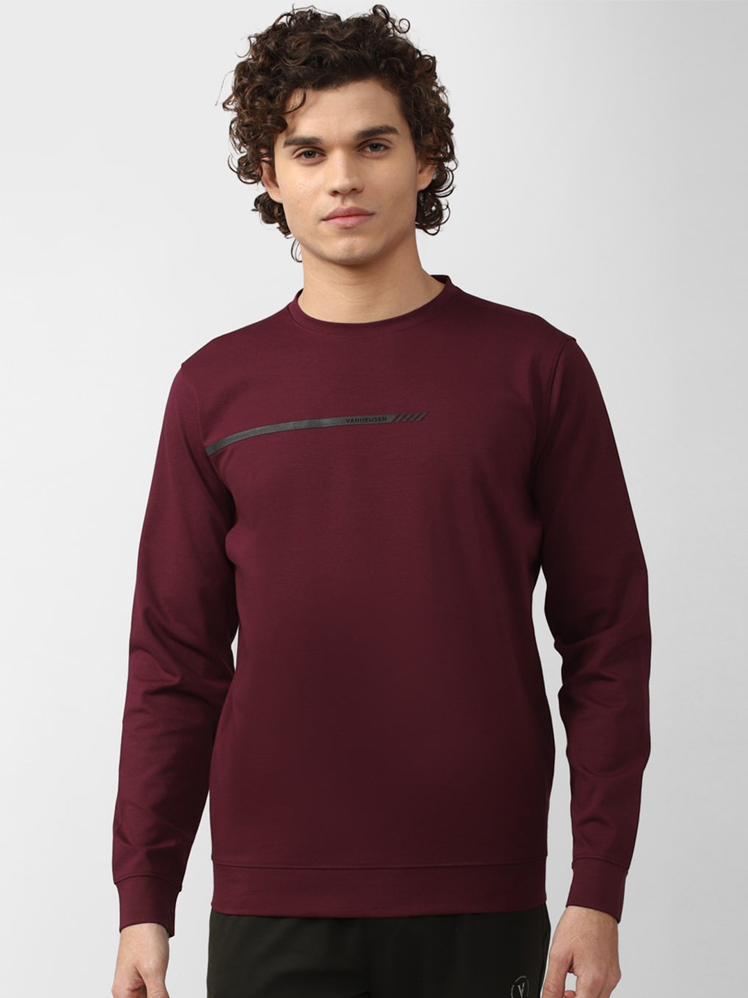 

Van Heusen Flex Men Maroon Cotton Sports Sweatshirt