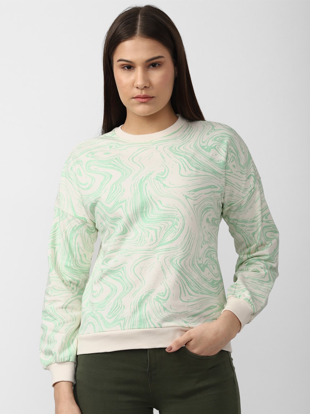 

Van Heusen Woman Printed Cotton Sweatshirt, Off white