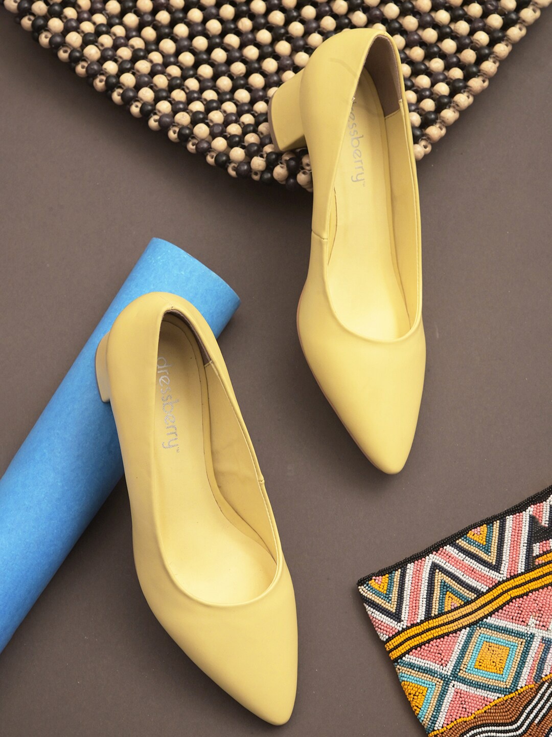

DressBerry Yellow Block Pump Heels