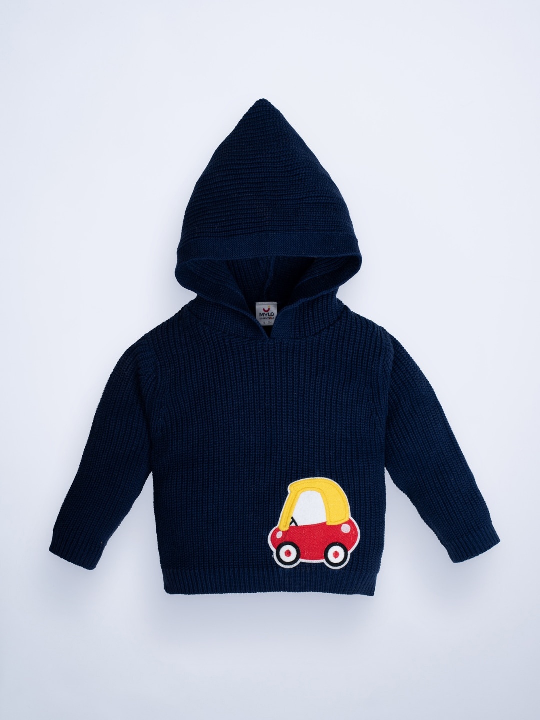 

MYLO ESSENTIALS Unisex Baby Full Sleeves Sweater with Hoodie, Navy blue