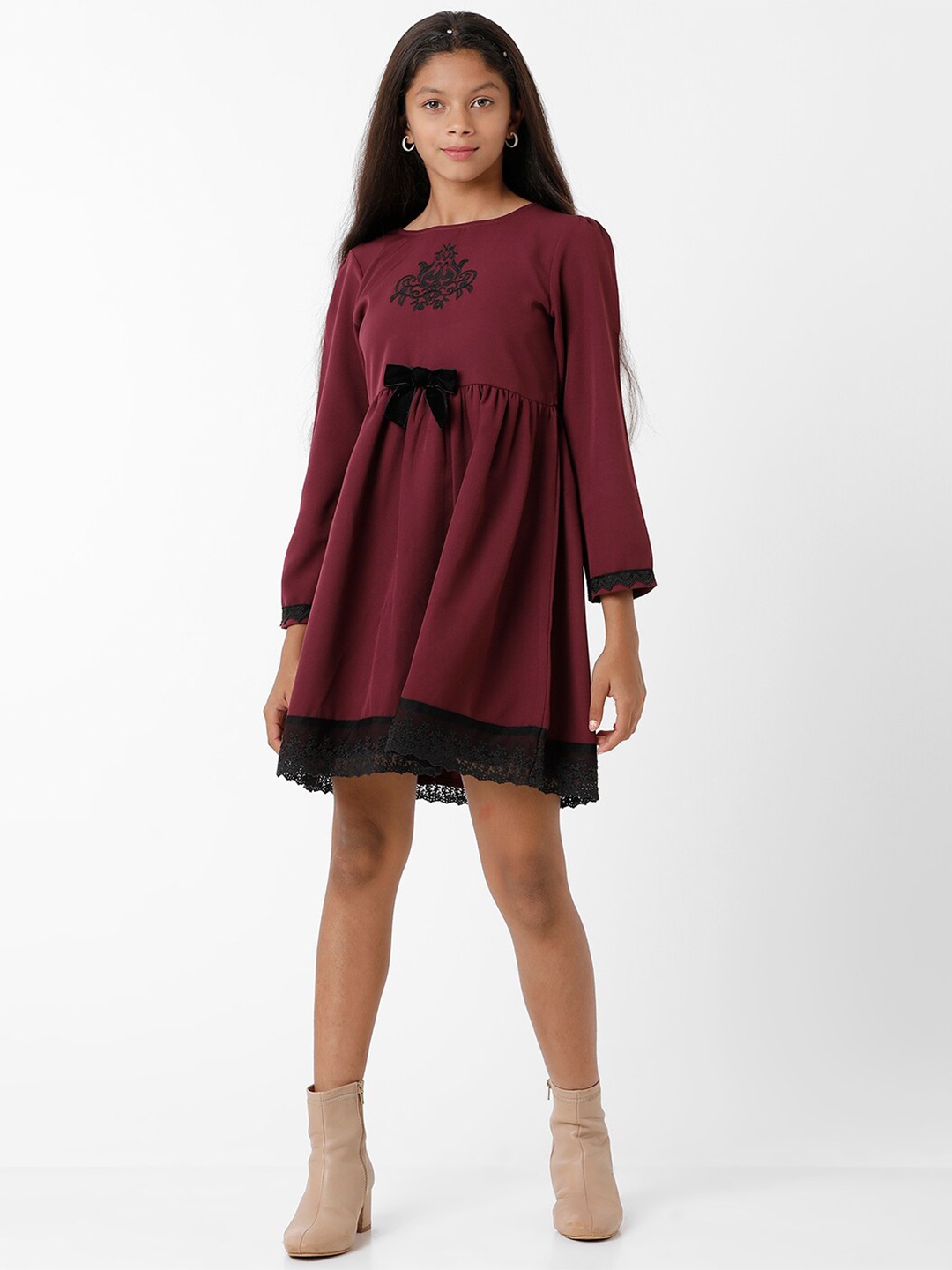 

KATE & OSCAR Maroon Georgette Dress