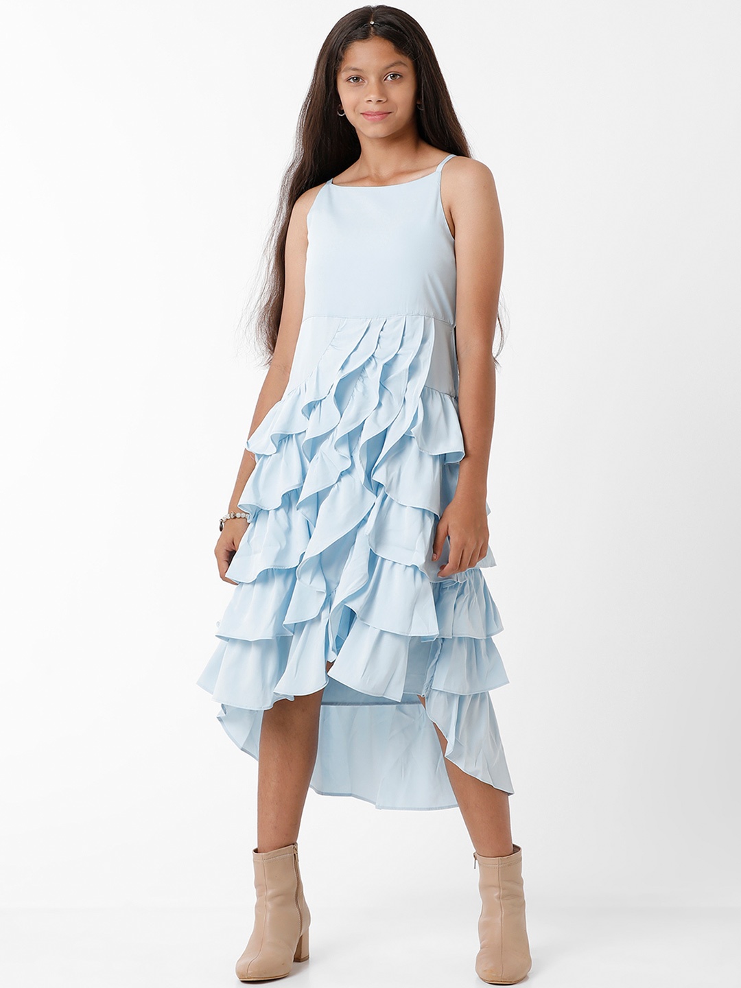 

KATE & OSCAR Blue Layered Satin Midi Dress