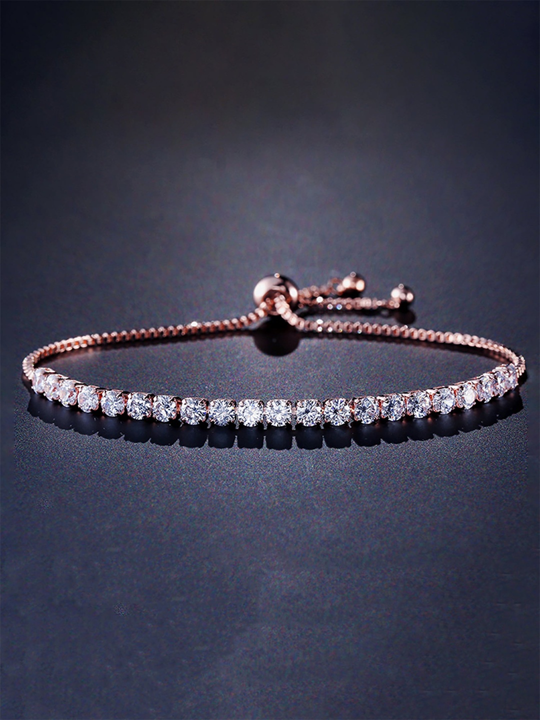 

Yellow Chimes Women Rose Gold & White Crystals Rose Gold-Plated Charm Bracelet