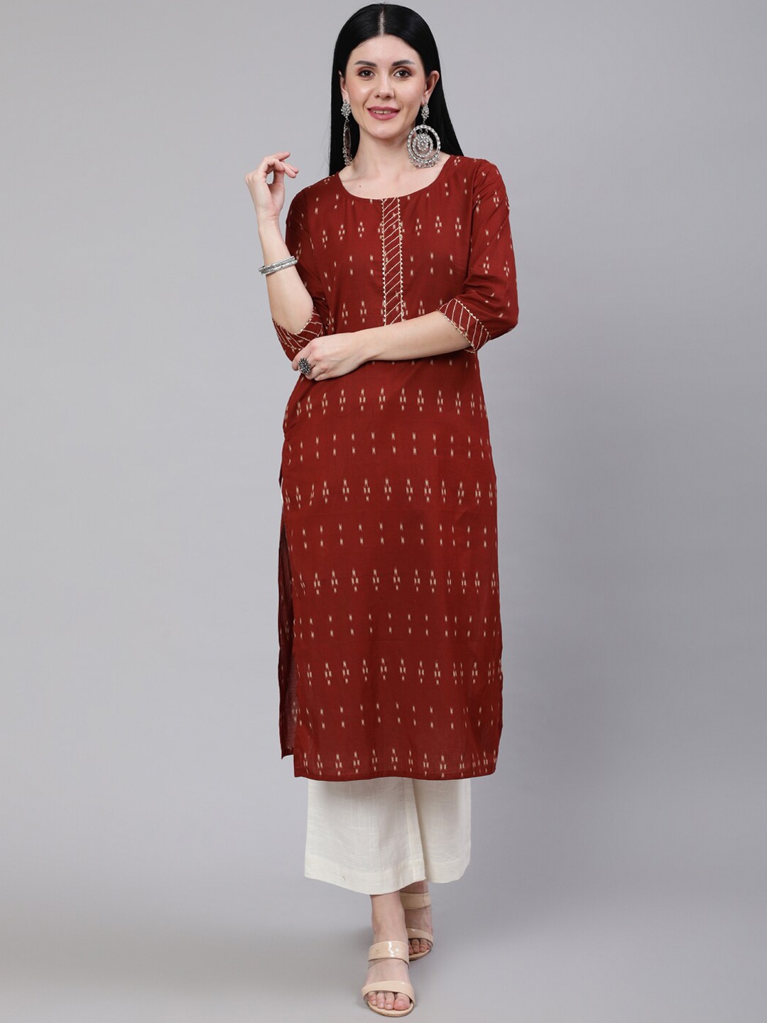 

Nayo Women Maroon Ethnic Motifs Printed Kurta