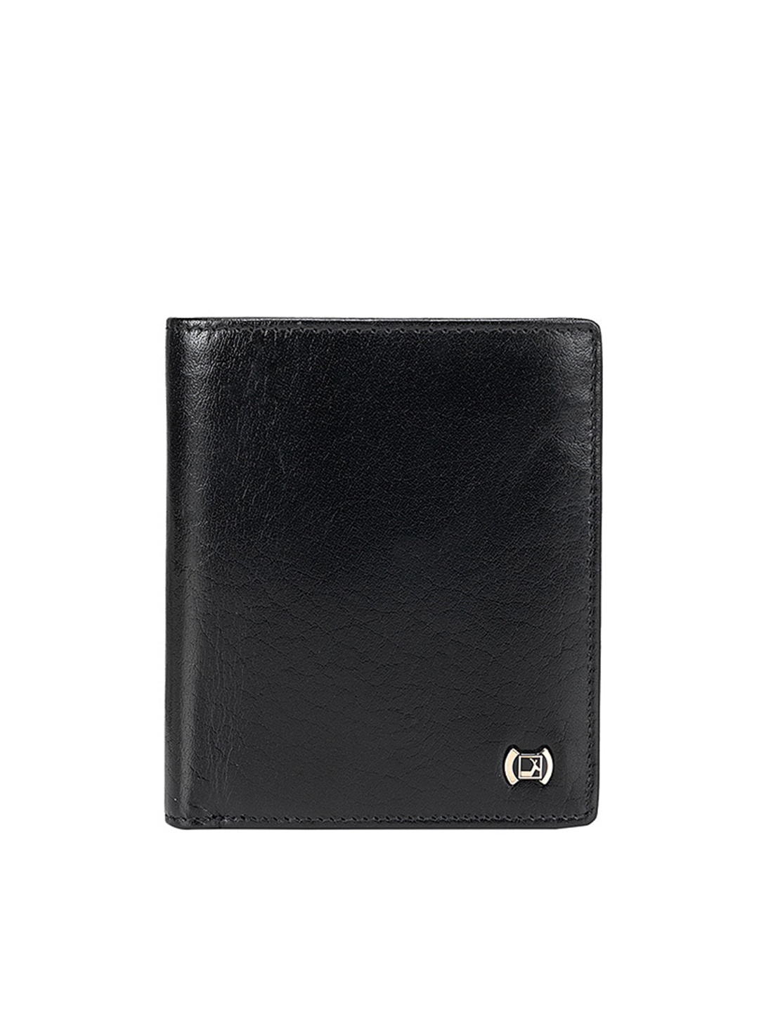 

Da Milano Men Black Textured Leather Two Fold Wallet